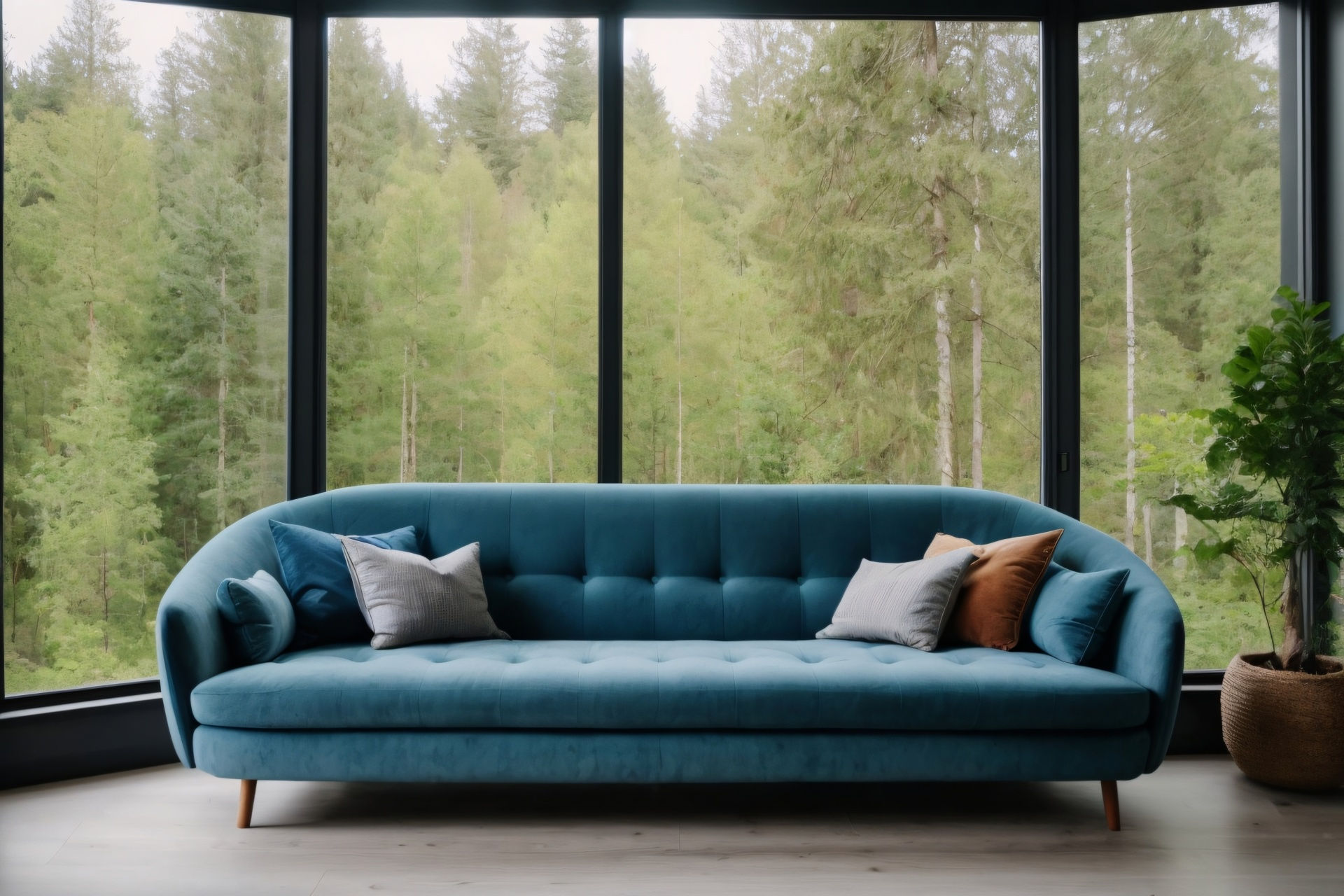 Wallpaper #EWc7-pIBSpphPi3-H5AG321 Blue Sofa Against Big Window Free Stock Photo Public Domain Pictures