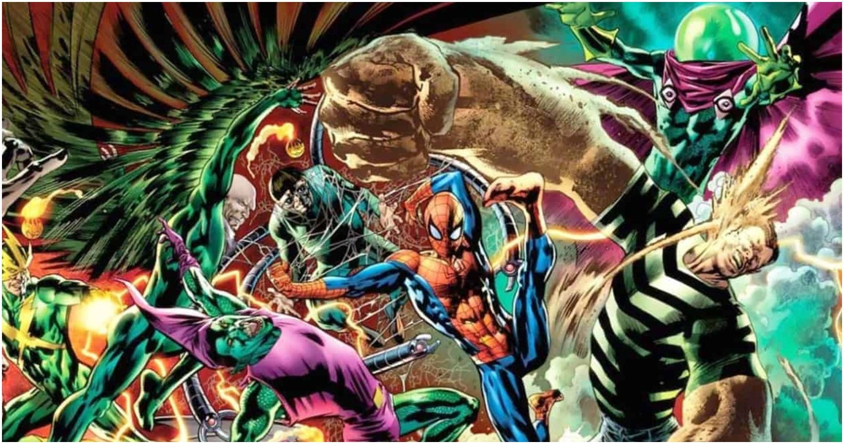 Wallpaper #ceb46 1920x1080 Spiderman vs Sinister Six Art Laptop Full HD 1080p HD 4K
