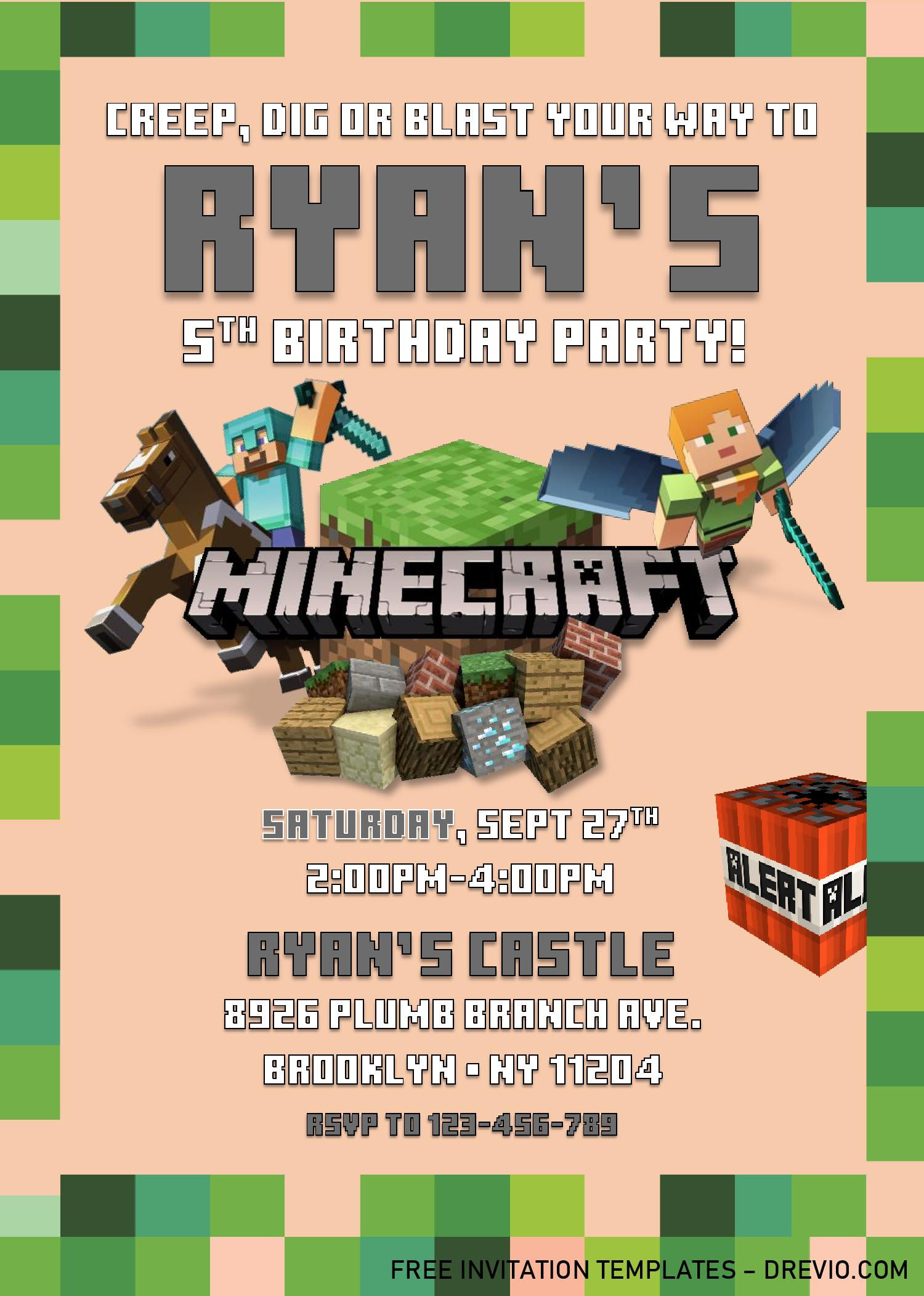 Wallpaper #lTEHNpMB5zzyi_yYM1jN176 Minecraft Birthday Invitation Templates Editable with Ms Word