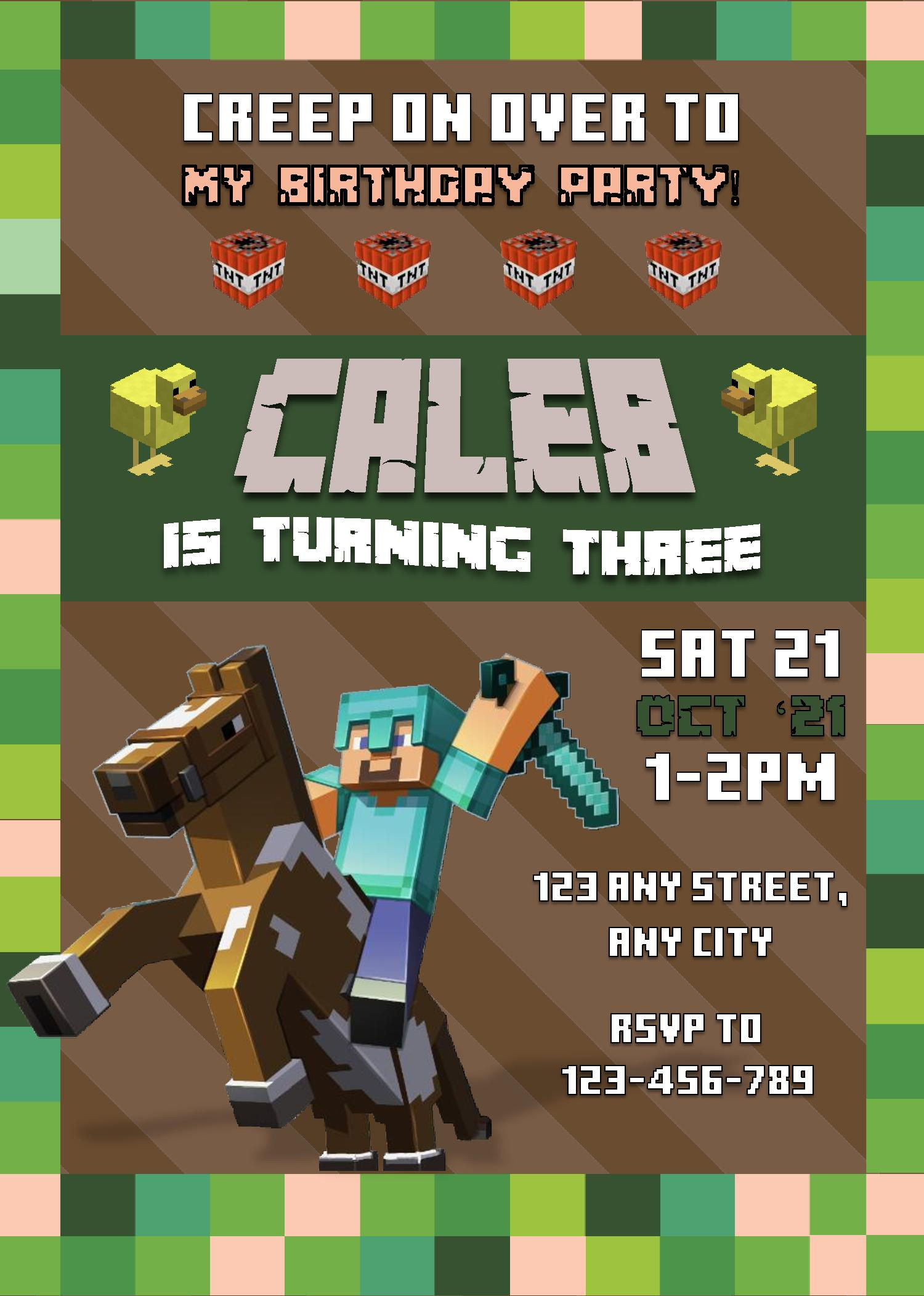 Wallpaper #lTEHNpMB5zzyi_yYM1jN161 Minecraft Birthday Invitation Templates Editable with Ms Word