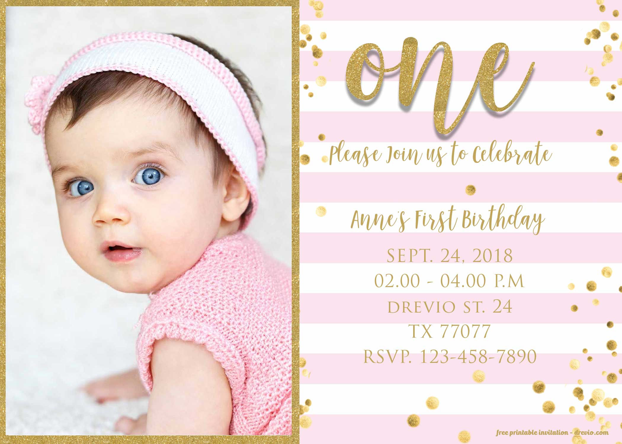 Wallpaper #nDEINpMB5zzyi_yYPFiv81 Free 1st Birthday Invitation Pink and Gold Glitter Template Free