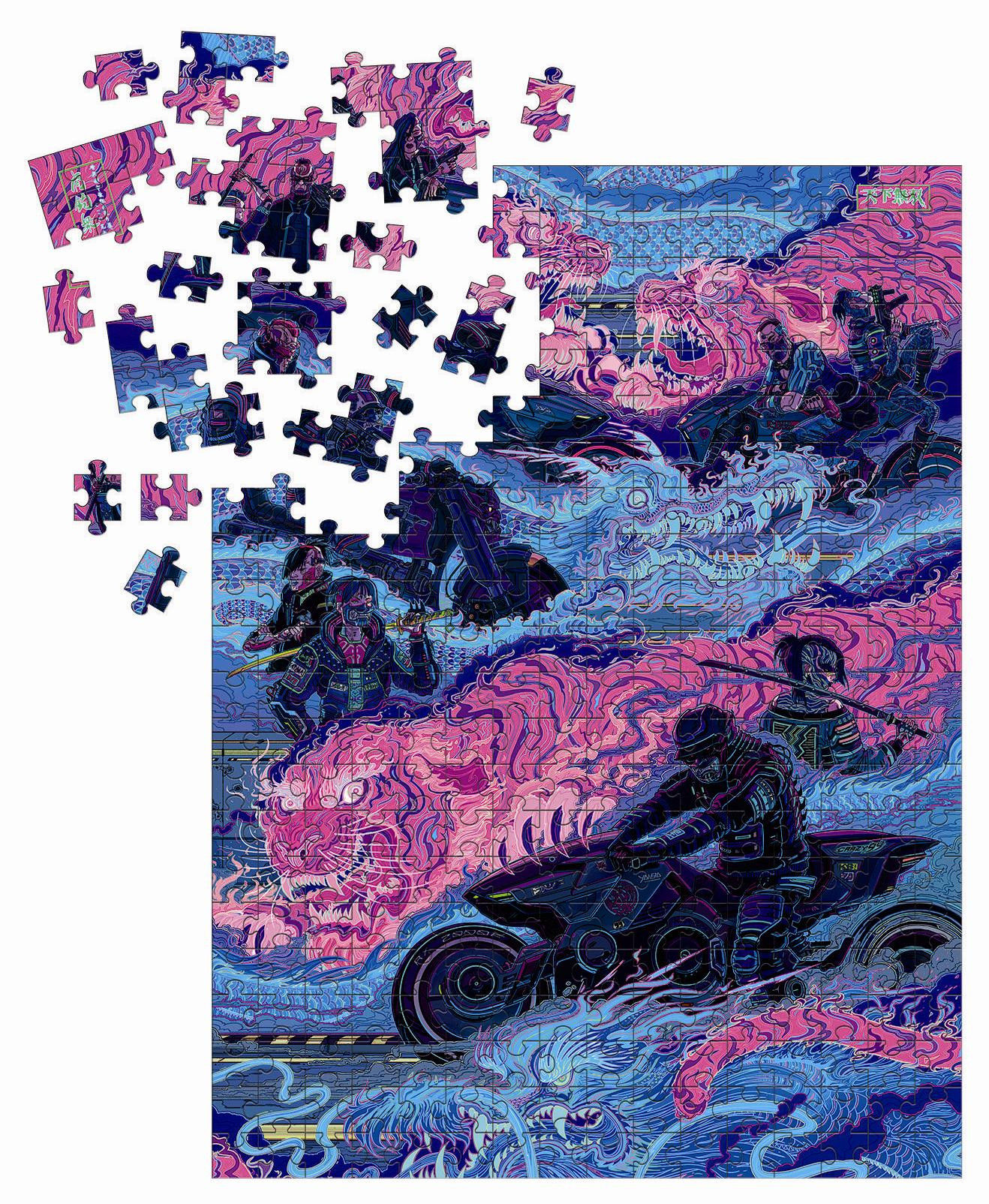 Wallpaper #rC7gOJMBeCfPaRV88bty174 Cyberpunk 2077 Night City Gang Tyger Claws 1000 Piece Jigsaw Puzzle by