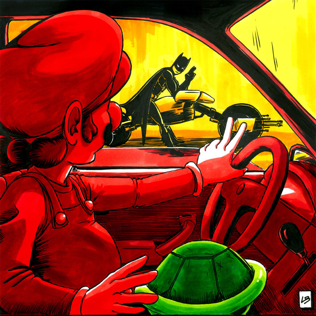 Wallpaper #Nn1E9I4Bnwiau_P6Pw-S4 Mario vs Batman Linda Bouderbala Illustrations