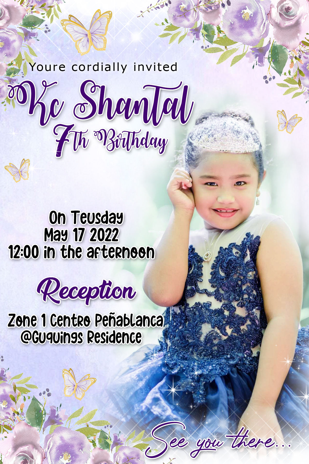 Wallpaper #MGirGpMBSpphPi3-mR1G159 Unique Floral Invitation Layout for Seventh Birthday