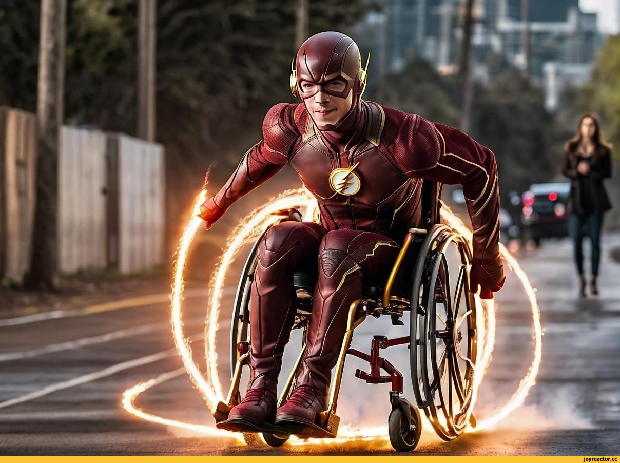 Wallpaper #62cL65IBSpphPi3-dEl_183 Prompt Barry Allen the Flash on Wheelchair Moving at Supersonic Speed