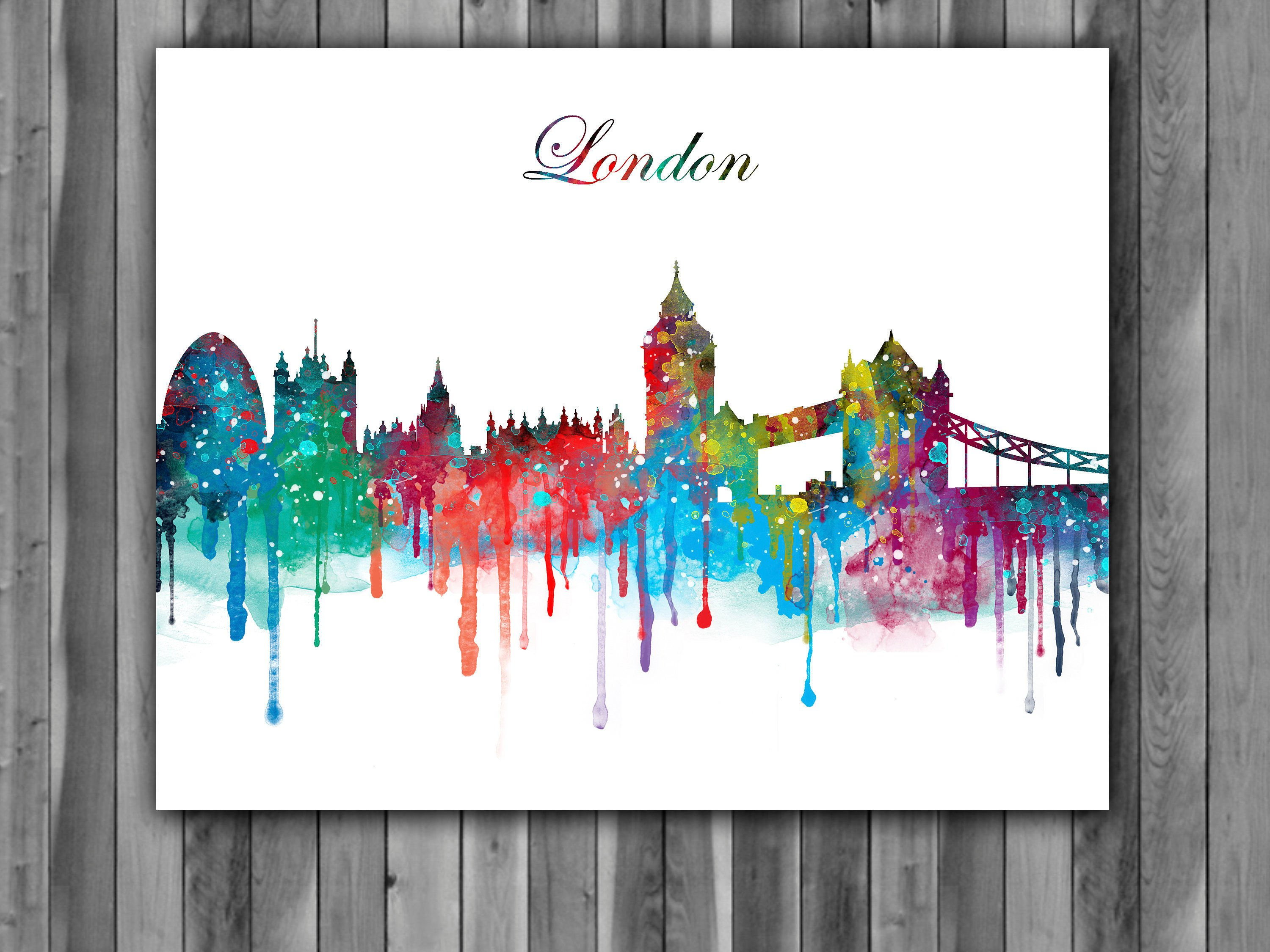 Wallpaper #2WigFZMBSpphPi3-egh-62 London Skyline Watercolor Print London Skyline Art London Skyline