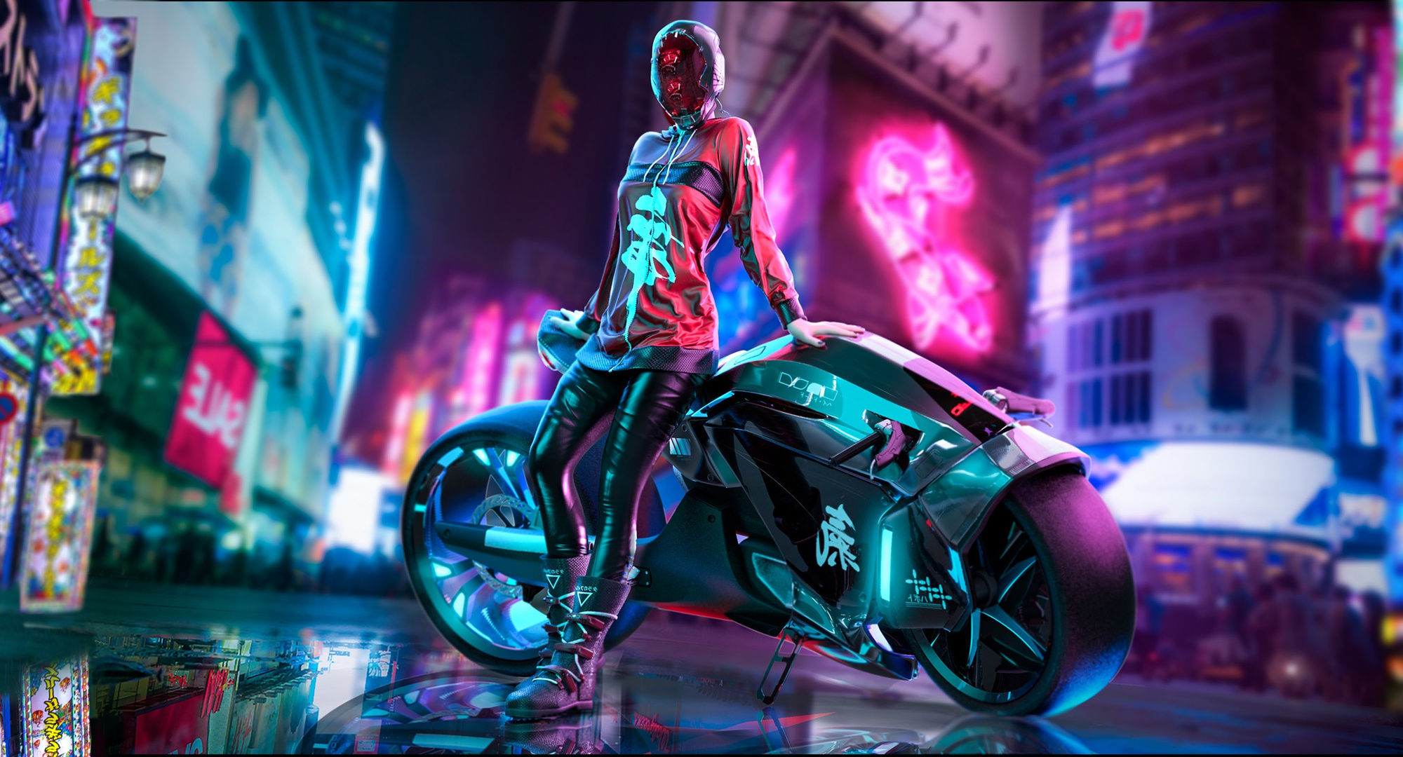 Wallpaper #G32b9I4Bnwiau_P6LhAf25 2000x1080 Motorcycle Cyberpunk Girl Wallpaper Coolwallpapersme