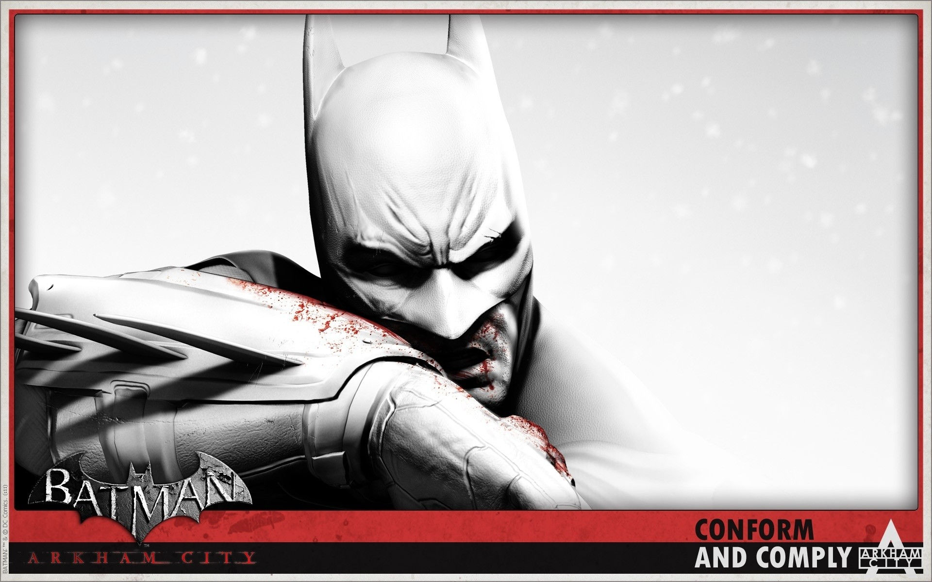 Wallpaper #jhmFH48BtGB6xQ7843ul39 1920x1200 Batman Arkham City Character Face Look Mask Blood Bat