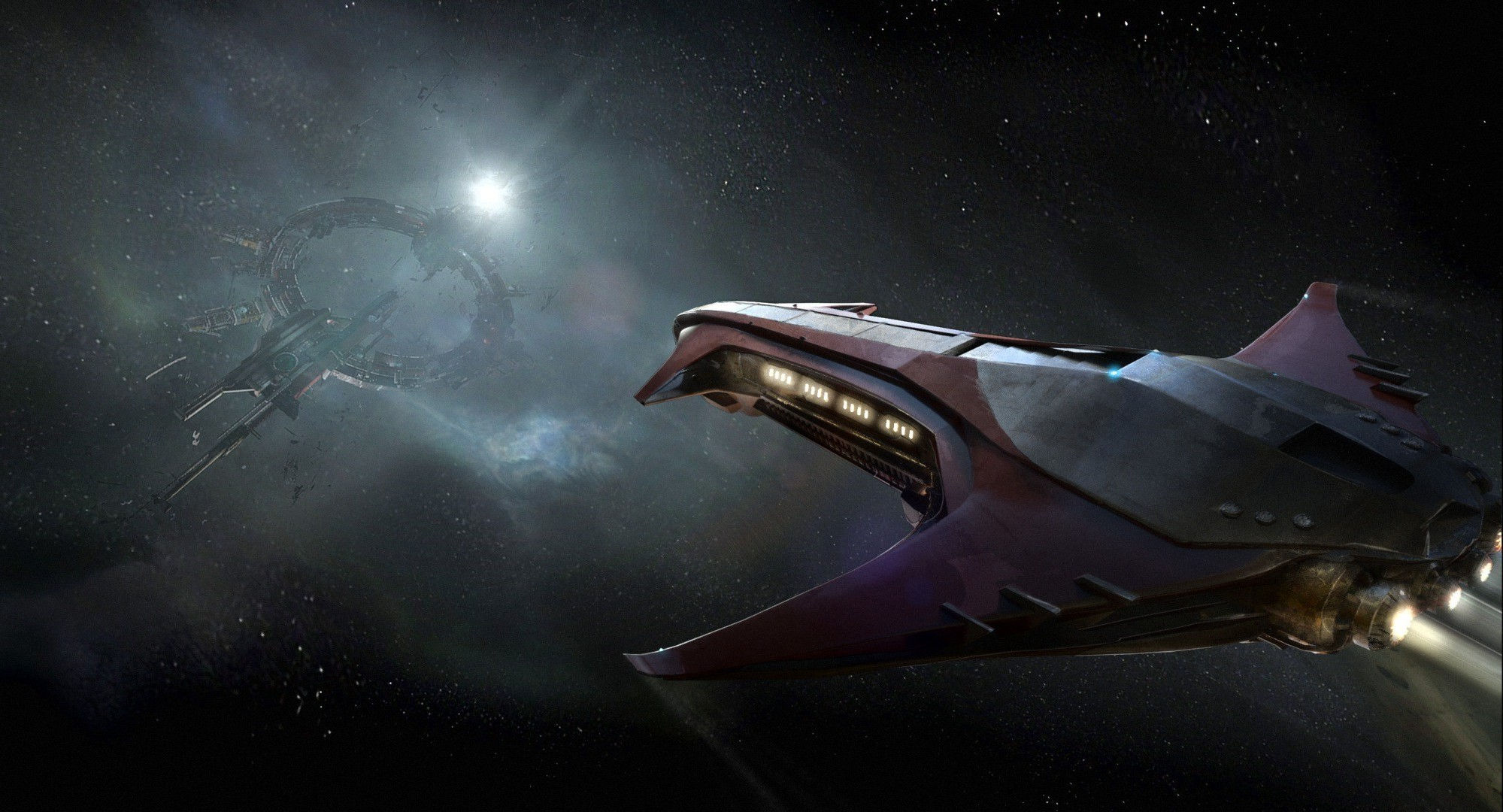 Wallpaper #QmiqI5MBSpphPi3-jjas282 1920x1080 Fantasy Art Science Fiction Spaceship Aliens Banu Merchantman