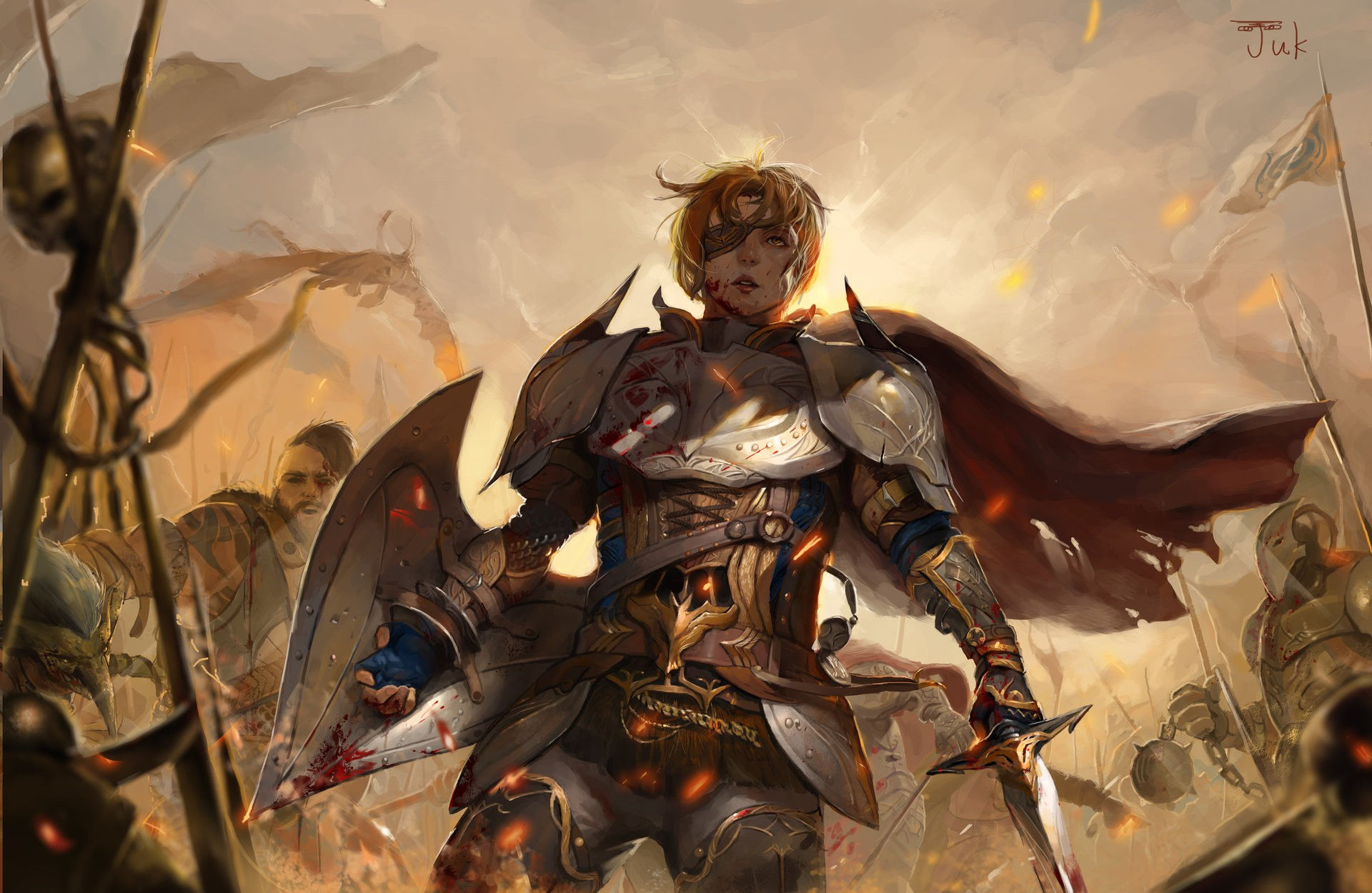 Wallpaper #qQMaZJMBpyOg8YnEmtao12 Artwork Concept Art Knight Knights Women Armor Sword Shields War