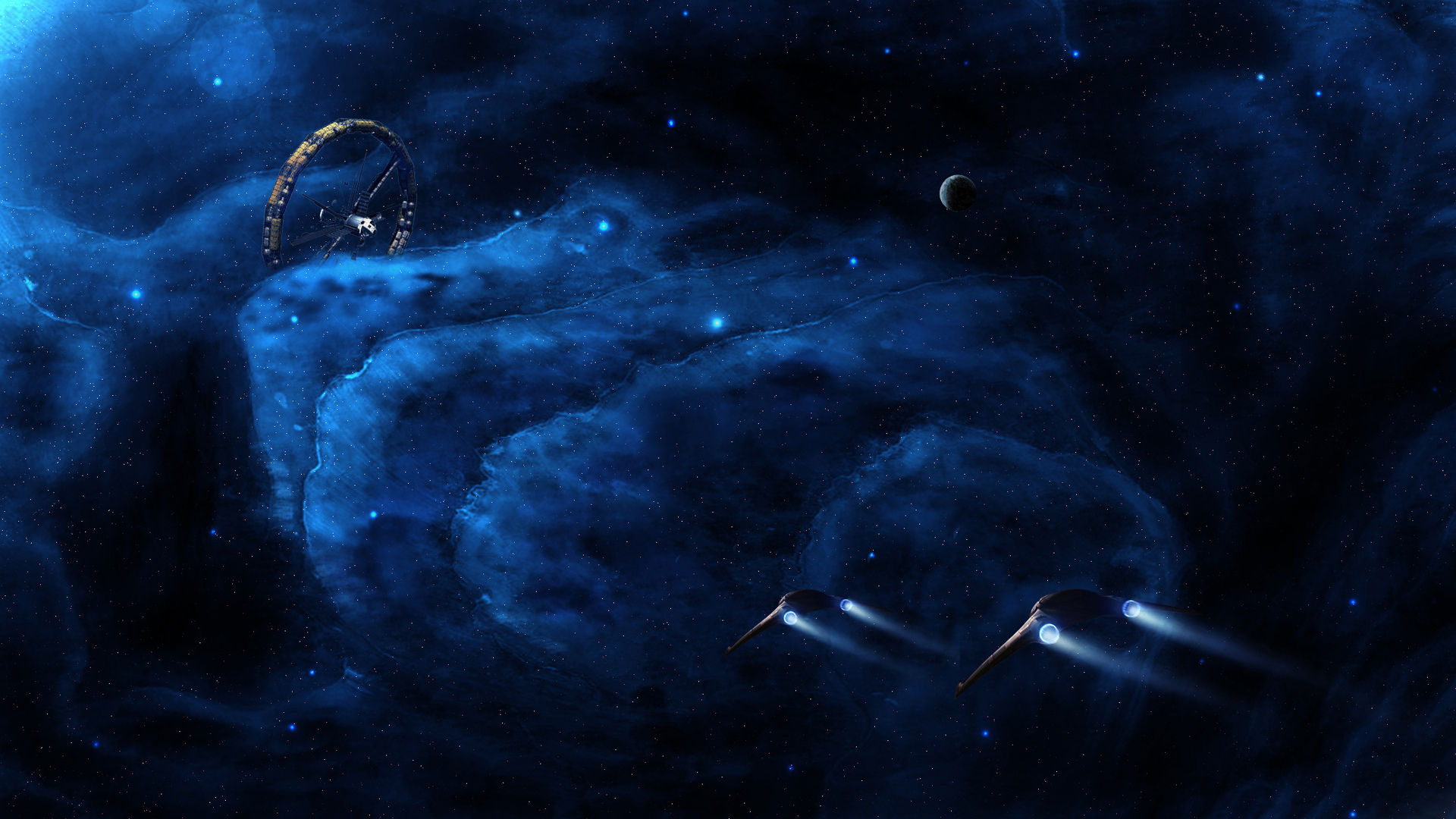 Wallpaper #indNJpMB-pgBXx606KH1310 1920x1080 Space Stars Ships Station Nebulae Coolwallpapersme