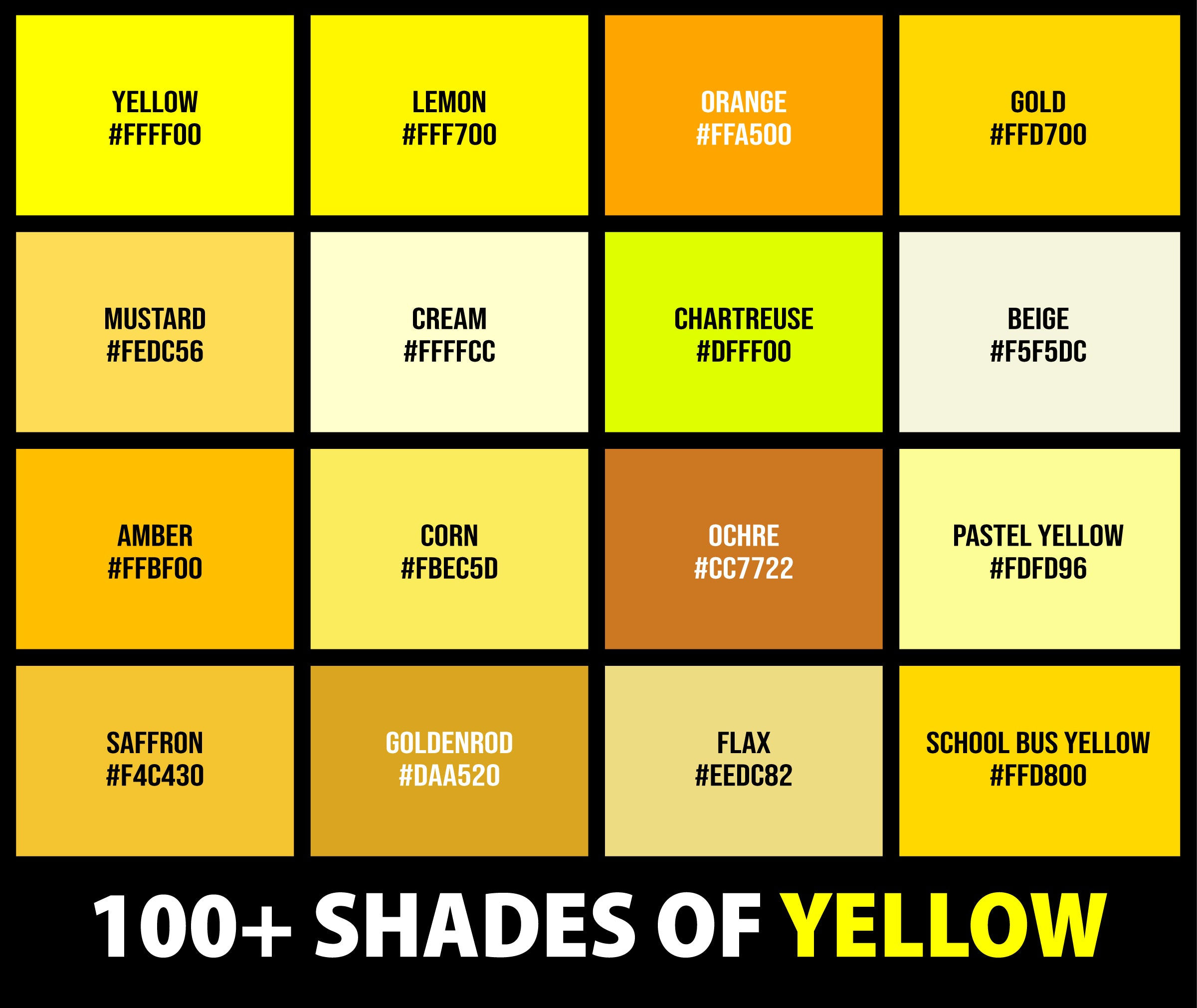 Wallpaper #bf9DaZMB3lSXT3zUf-Xy318 100 Shades of Yellow Color Names Hex Rgb Cmyk Codes Creativebooster