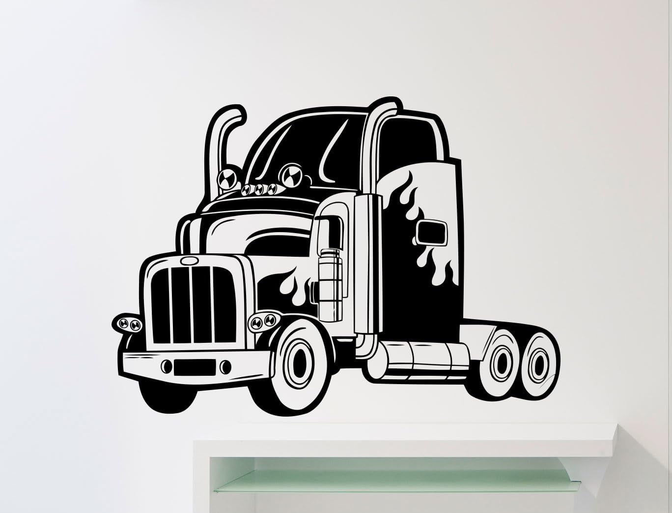 Wallpaper #rbg73JIBJvJKYCmEZfqB350 Big Truck Wall Decal Semi Truck Automobile Monster Car Vehicle Vinyl