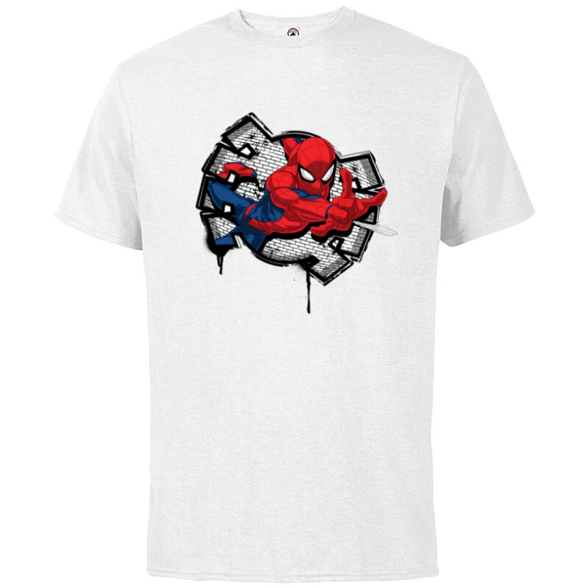 Wallpaper #0mdy_pIBSpphPi3-M59t262 Marvel Spider Man Spider Symbol Street Art Thwipp Short Sleeve Cotton