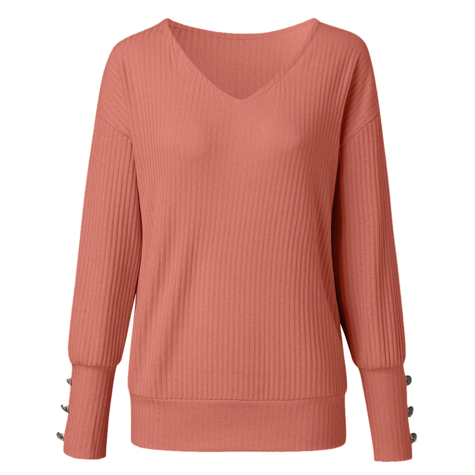 Wallpaper #57iu3JIBJvJKYCmEkfzN382 Sweater for Women Fashion Solid Color V Neck Long Sleeve Buttons Autumn