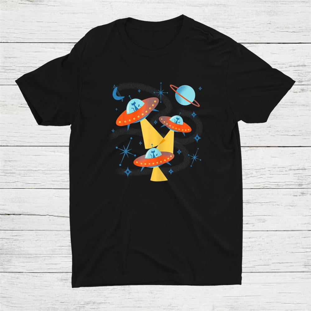 Wallpaper #2LgT3ZIBJvJKYCmEjv7f253 Atomic Age Space Cadets Cats in Retro Flying Saucer Ufos Shirt Gift