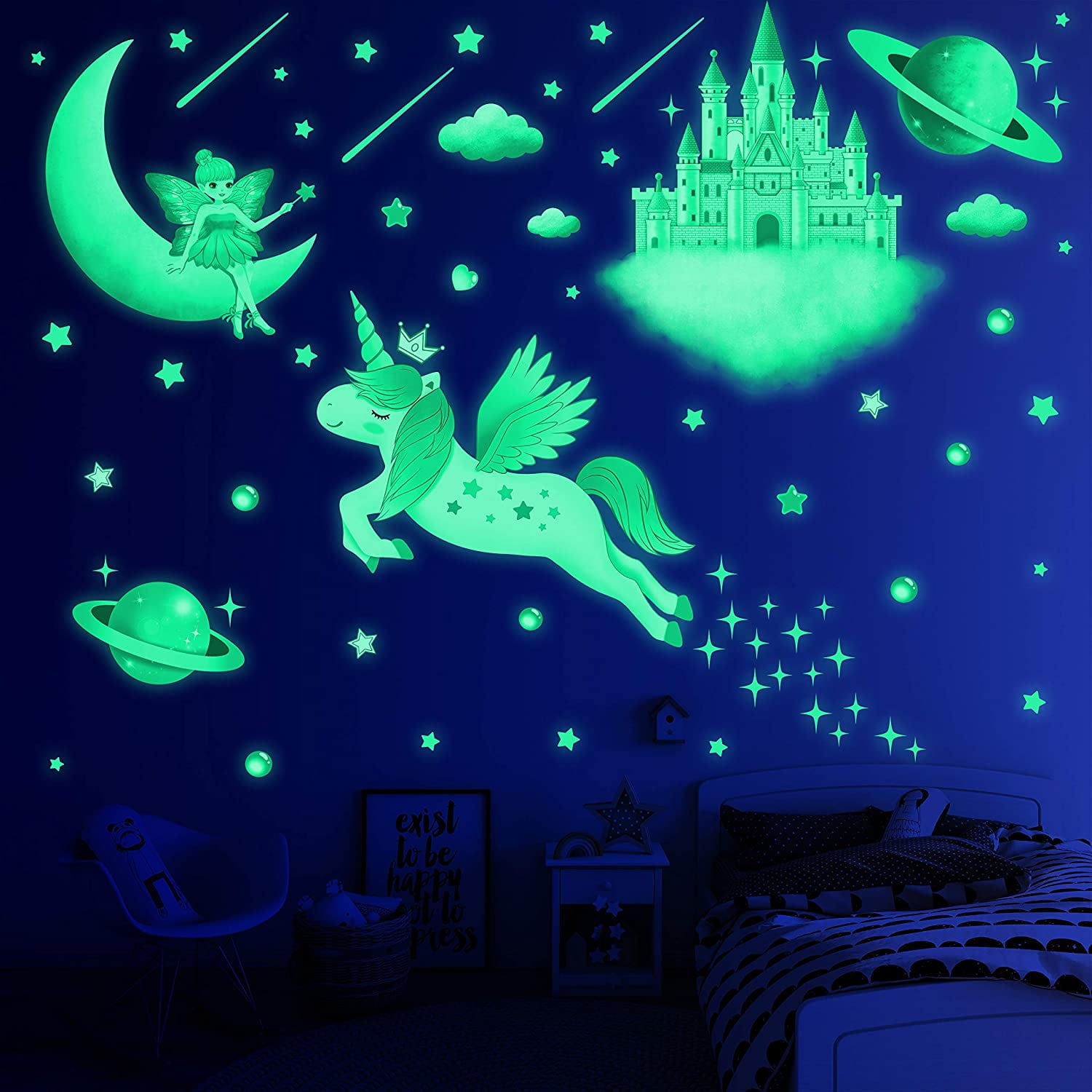 Wallpaper #zWc47JIBSpphPi3-gFEE66 194 Pcs Glow in the Dark Stars for Ceiling Wall Decals for Girls