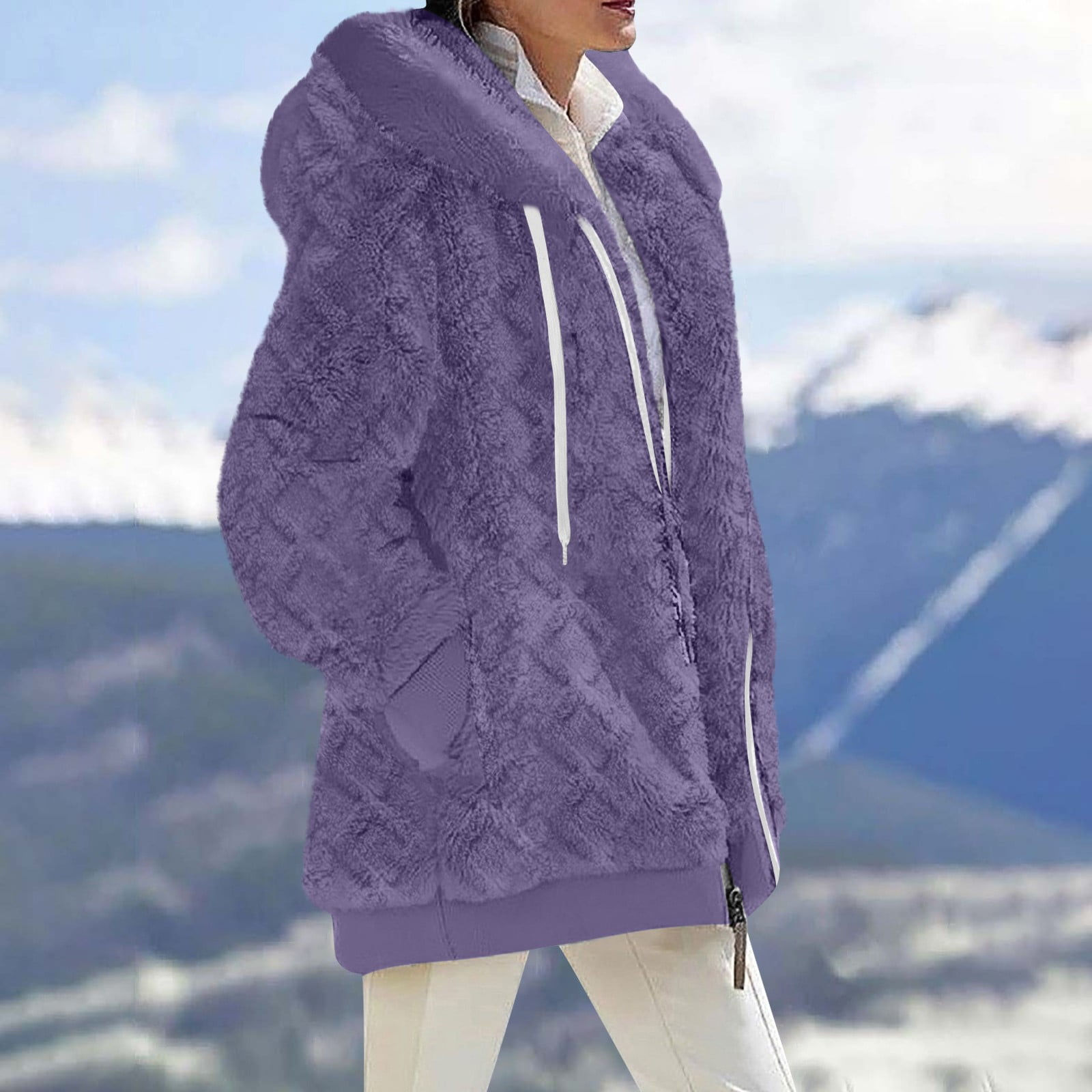 Wallpaper #57iu3JIBJvJKYCmEkfzN368 Womens Solid Color Hooded Pocket Jacket Long Sleeve Button Down Fleece
