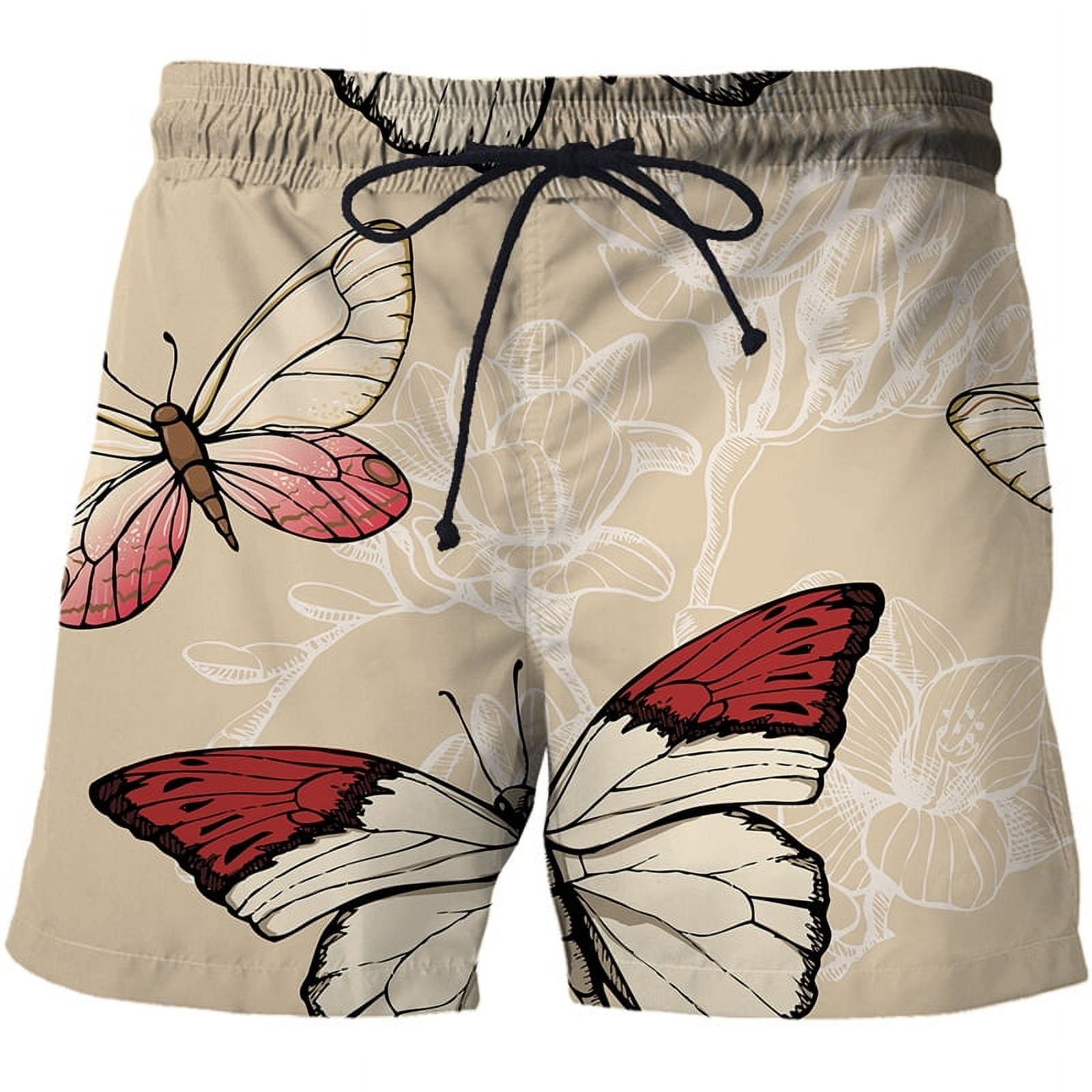 Wallpaper #aLiA1pIBJvJKYCmEHd7H488 Abstract Butterfly Graphic Beach Shorts Pants Men 3D Print Surf Board