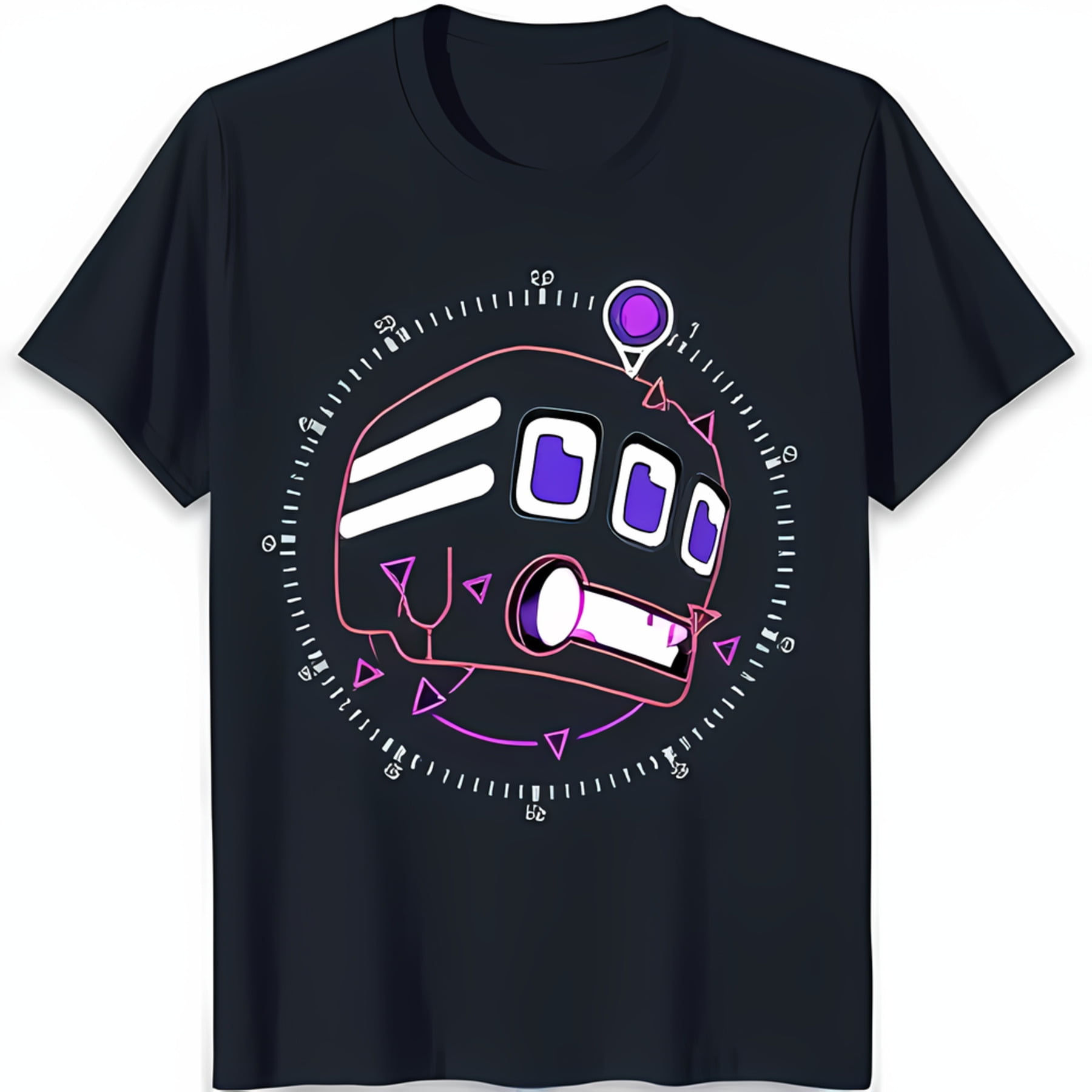 Wallpaper #cbln3ZIBJvJKYCmEEAAv363 Funny Cartoon Robot Head Black T Shirt with Triangles Numbers Design