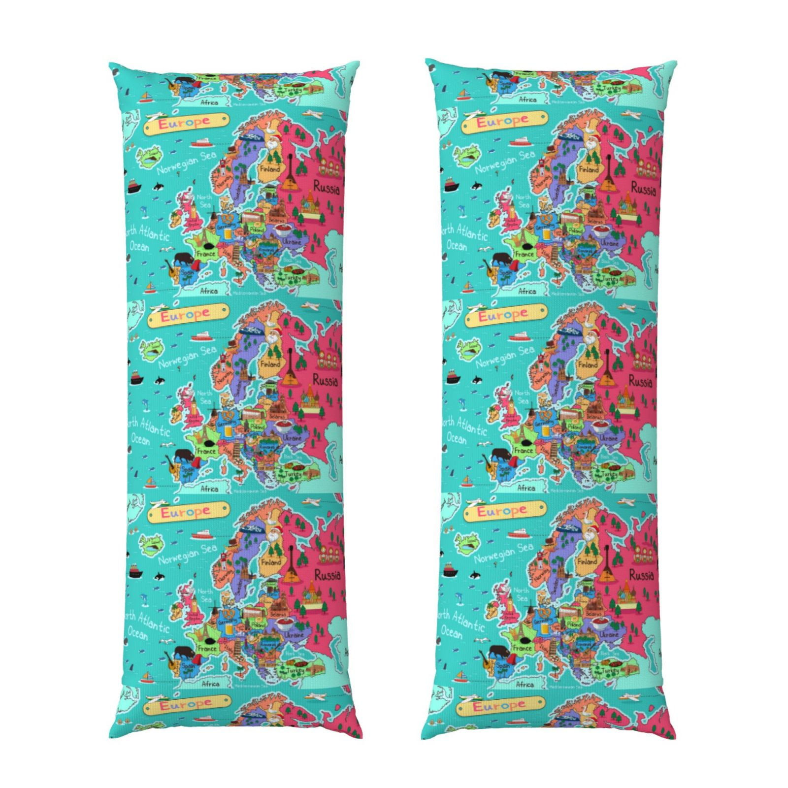 Wallpaper #j0DJMJMBJhL2WPbaWMOS72 Coaee Cartoon Map of Europe Body Pillow Cover Long Pillow Case Cooling