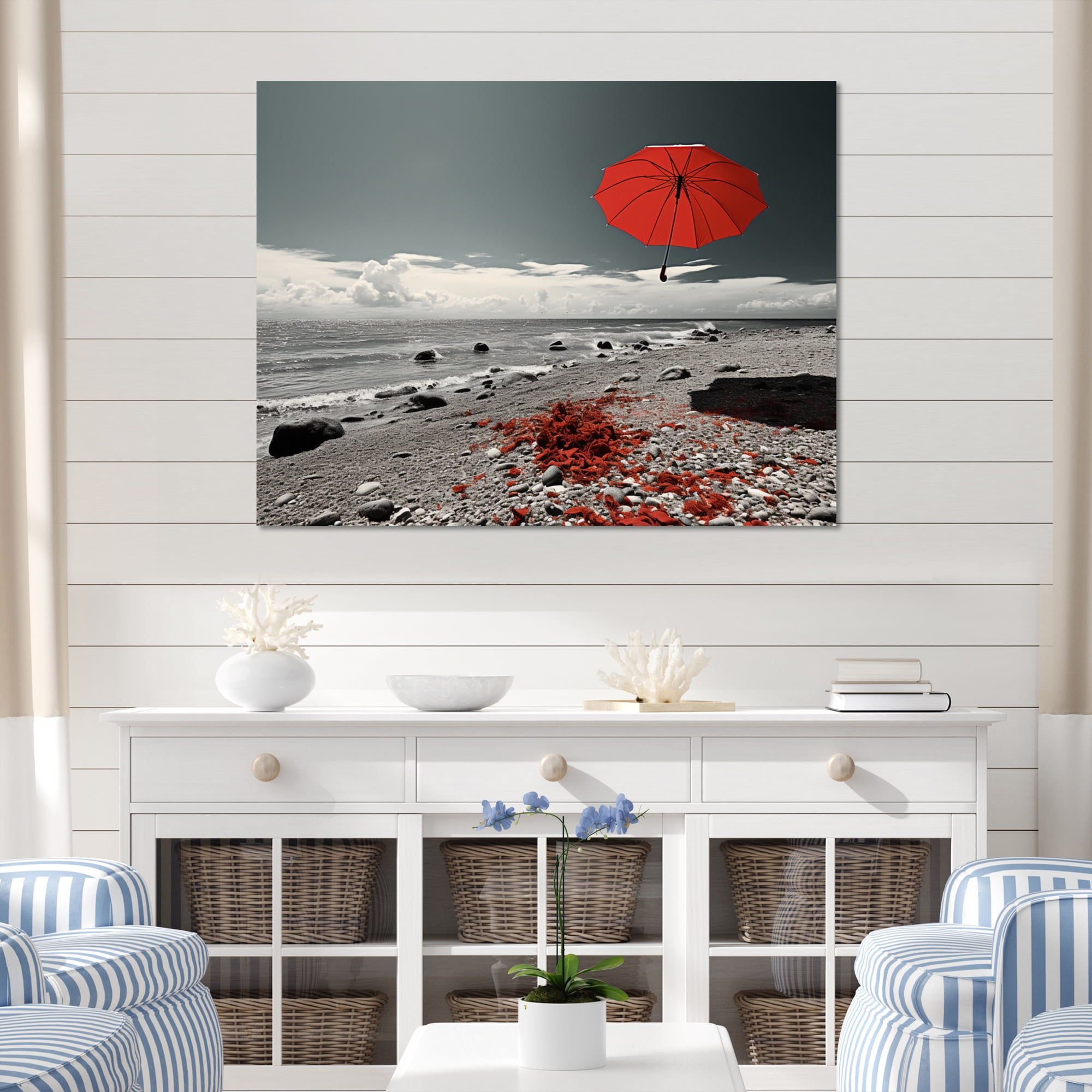Wallpaper #aLiA1pIBJvJKYCmEHd7H406 Designart Splash of Colorful Beach Umbrellas Iii Nautical Beach