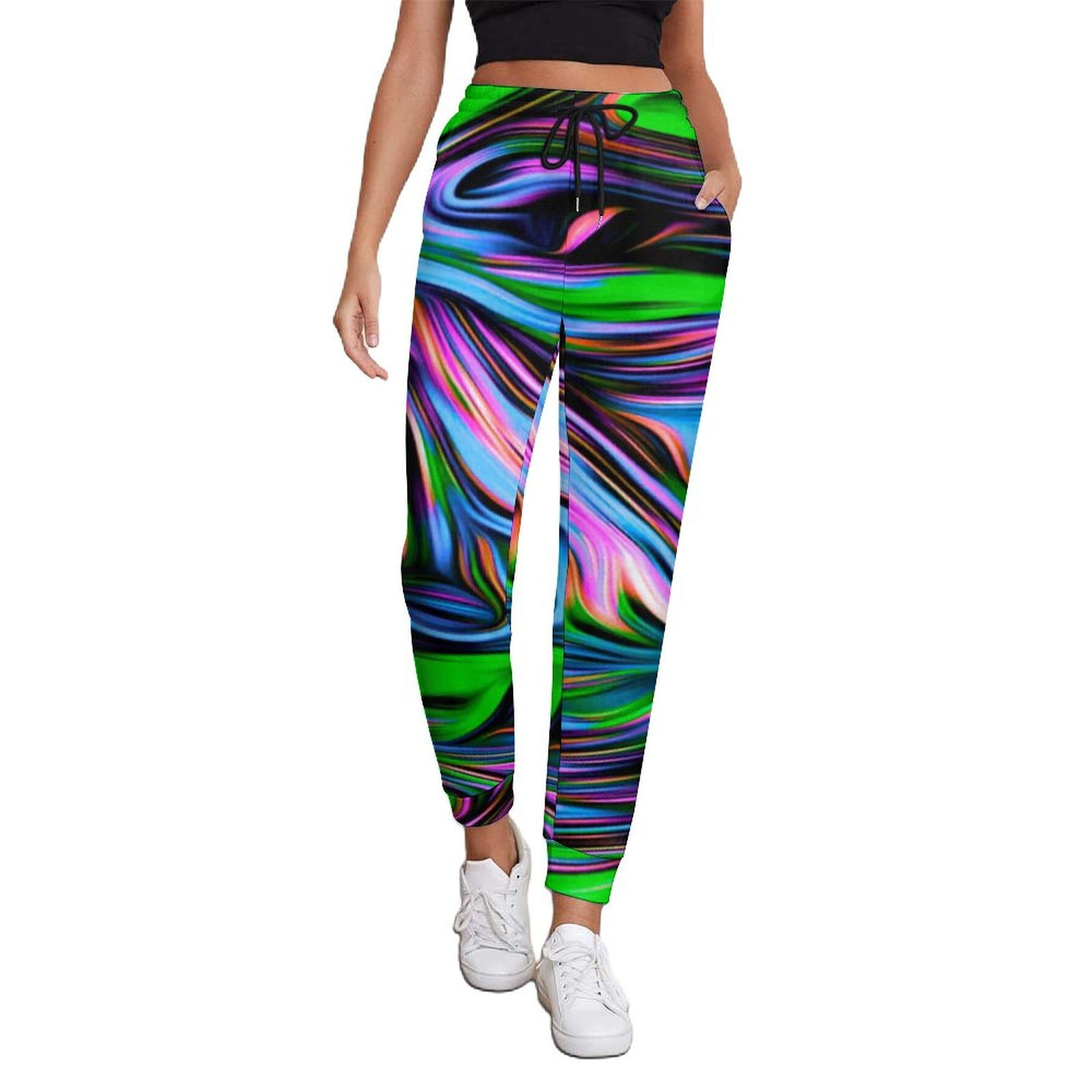 Wallpaper #U7gq25IBJvJKYCmEGfWT455 Colorful Neon Pain Jogger Pants Lady Splatter Pattern Modern Sweatpants