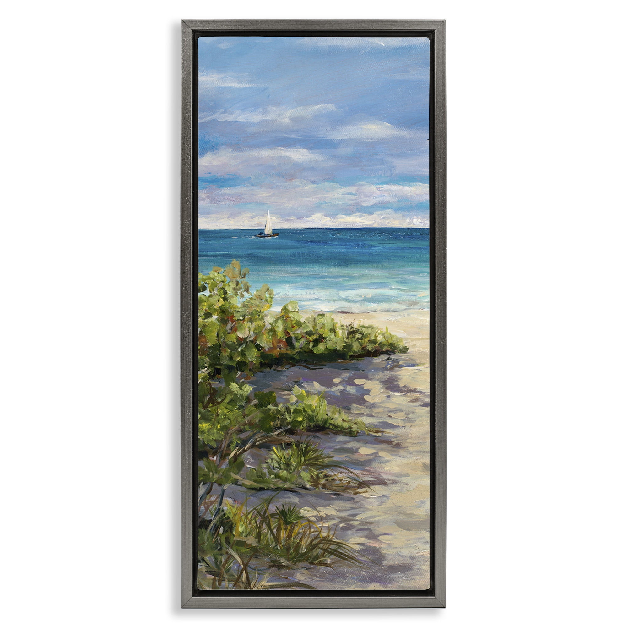 Wallpaper #aLiA1pIBJvJKYCmEHd7H412 Stupell Industries Grassy Beach Shore Landscape Painting Gray Floater