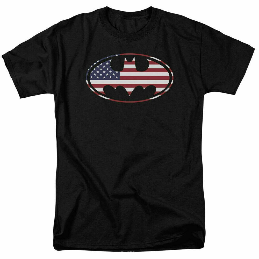 Wallpaper #T5xt4pIBZHQxiYar28Ah434 Batman American Flag Oval Bat Logo T Shirt Licensed Comic Book Tee