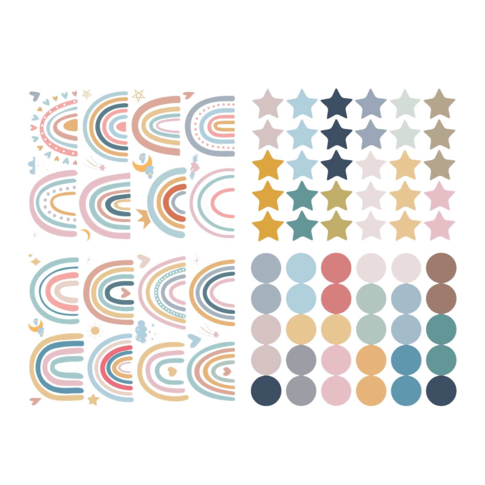 Wallpaper #n-9STJMBMN-XEVvV9D1M78 4 Sheets Cute Wall Decals Diy Rainbow Dots Stars Theme Boys Room Wall