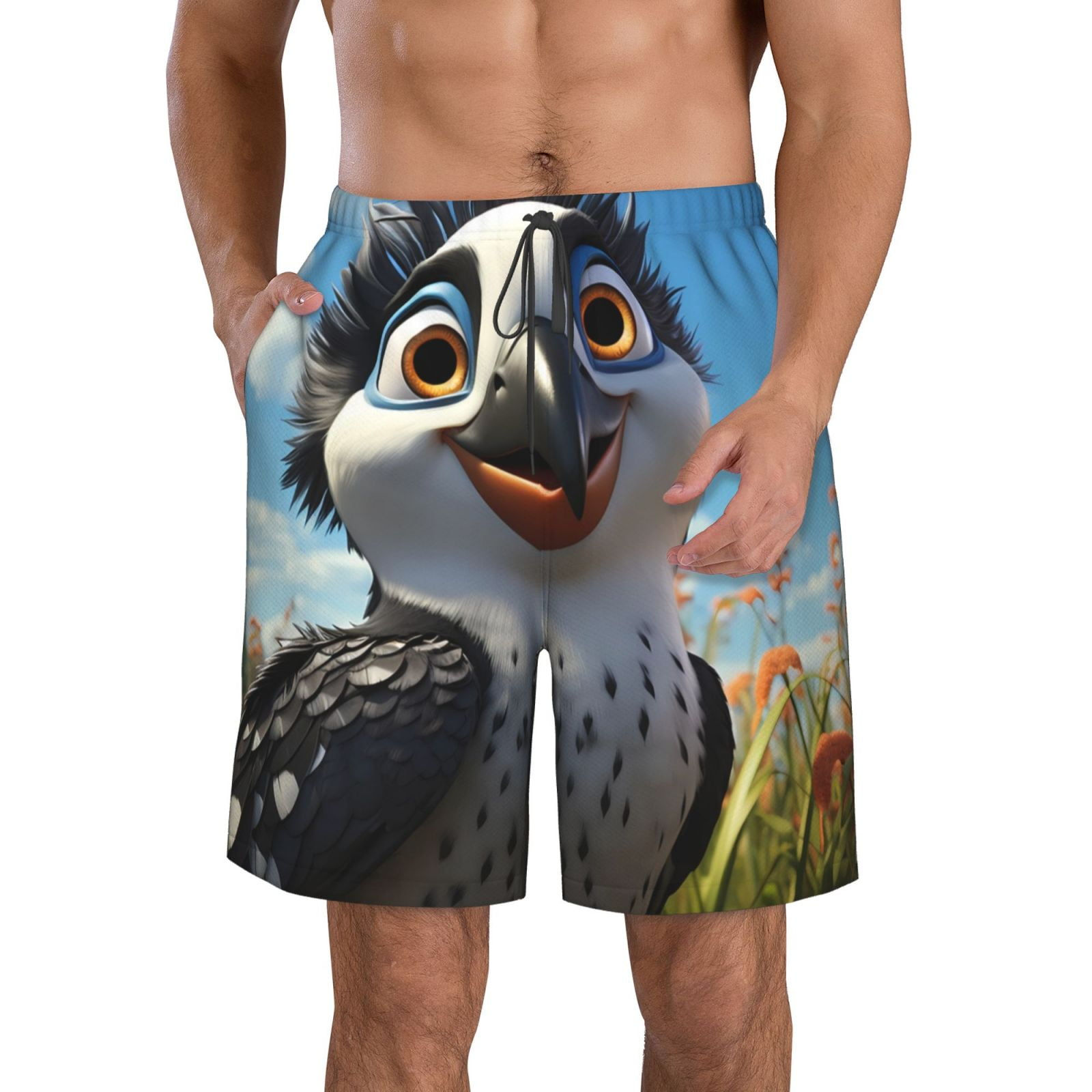 Wallpaper #aLiA1pIBJvJKYCmEHd7H490 Adobk Joyful Animated Bird Print Mens Swim Trunks Hawaiian Bathing