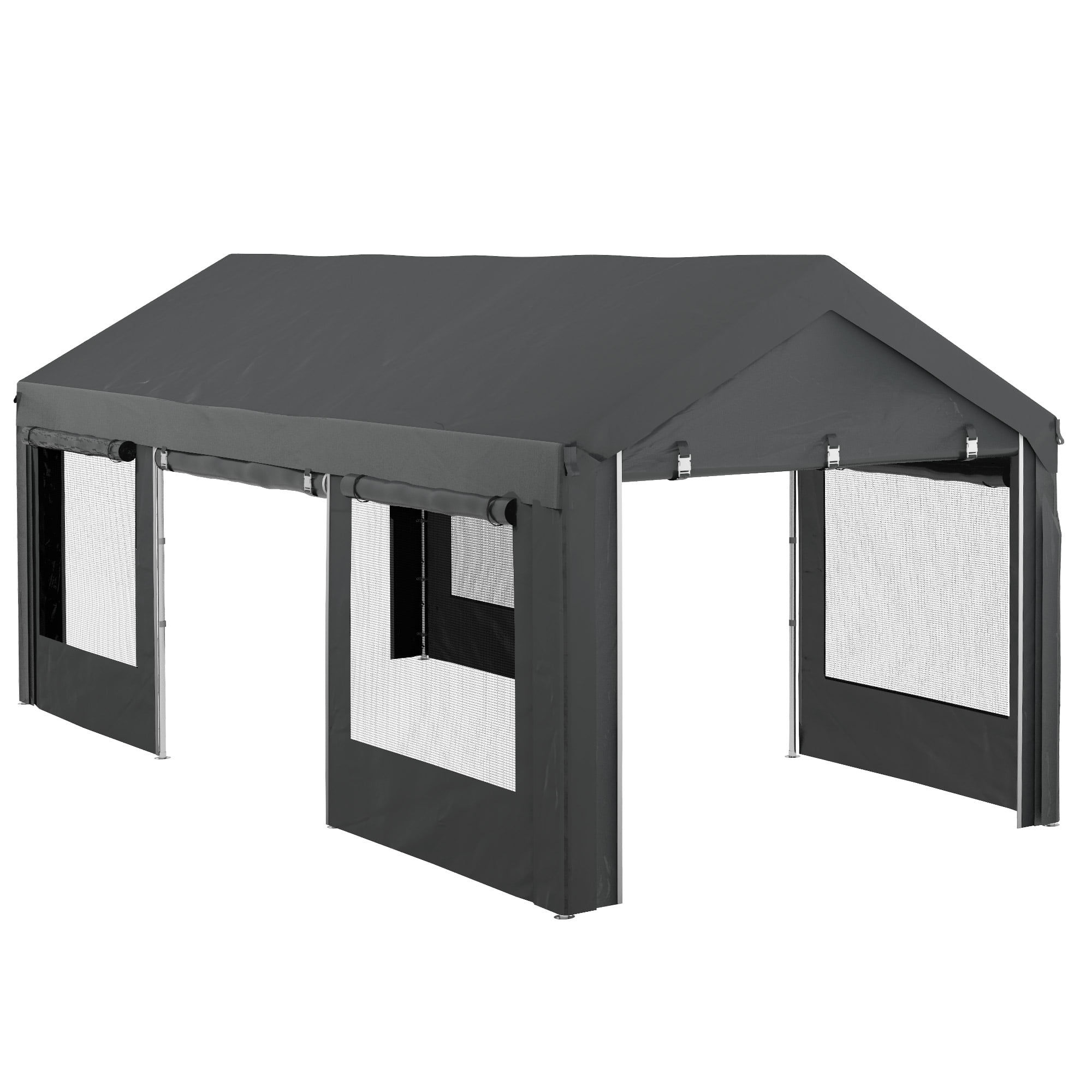 Wallpaper #i2dkCpMBSpphPi3-v9SB453 Outsunny 10 X 20 Carport Height Adjustable W 4 Windows 4 Doors