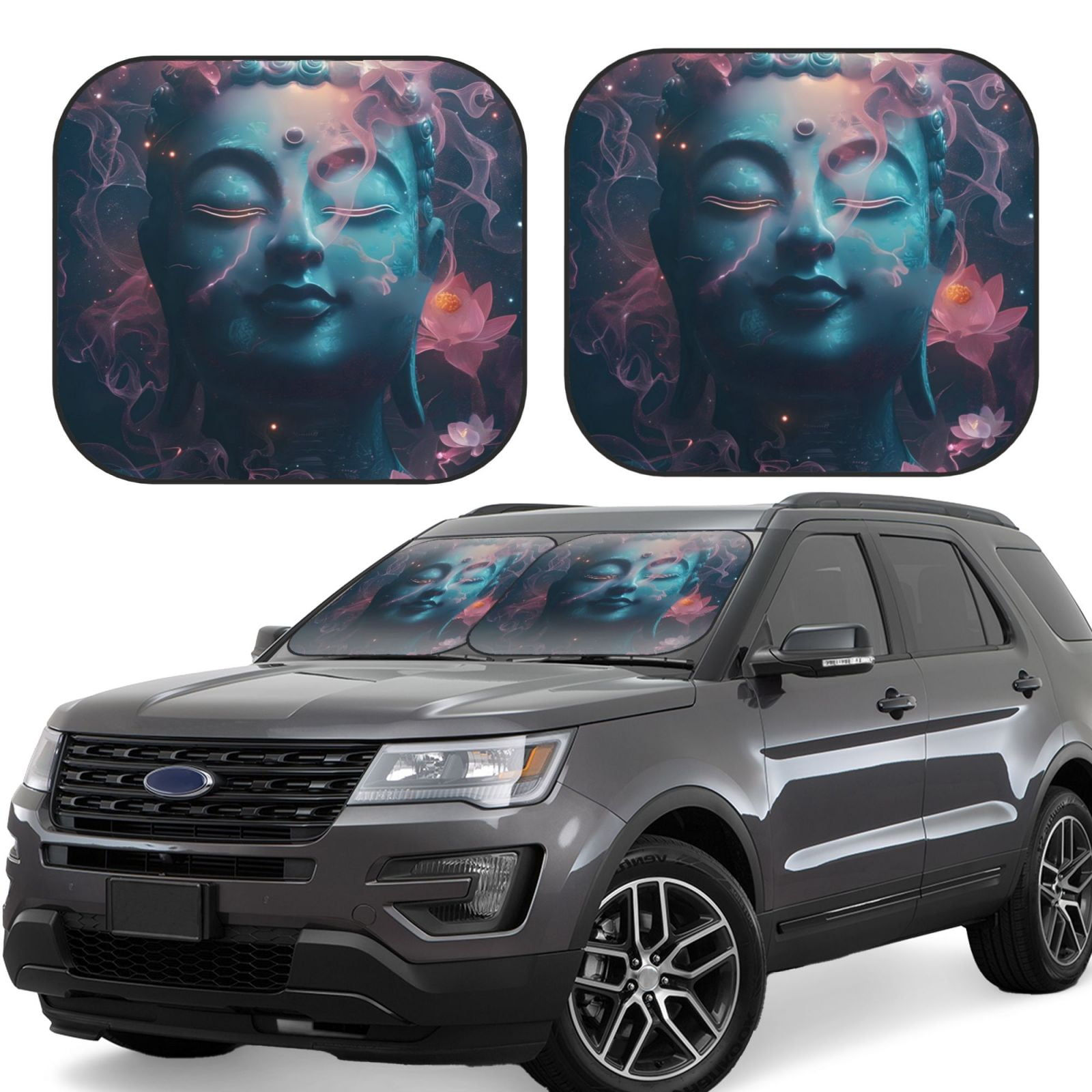 Wallpaper #1Li915IBJvJKYCmEVOQ1454 Lsque Cosmic Meditation Lotus 2 Pcs Windshield Sun Shade Carfoldable