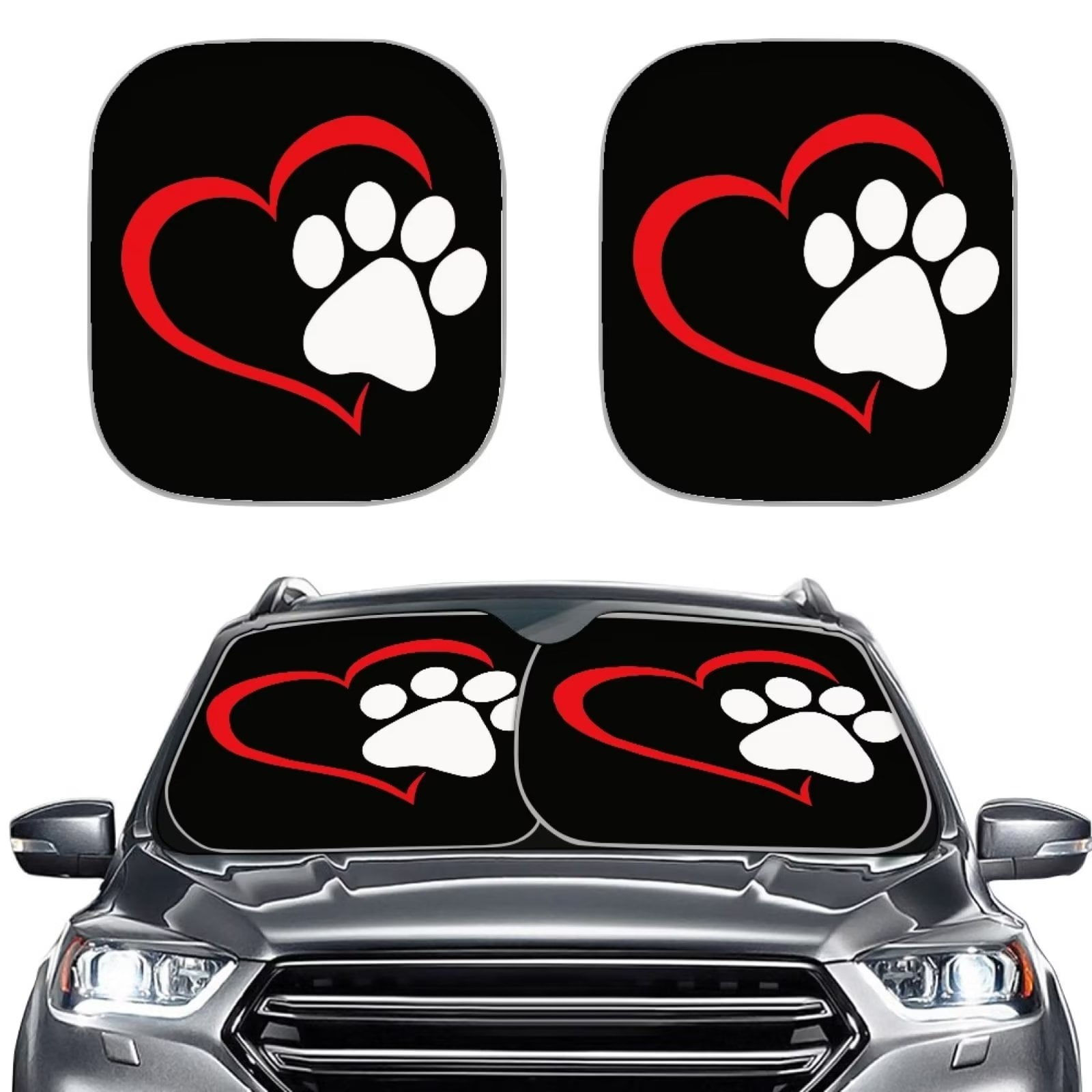 Wallpaper #VuoBU5MBlwTYPL18ogqa363 Fkelyi Car Sun Shade Windshield Dog Pet Paws Love Heart 2 Piece