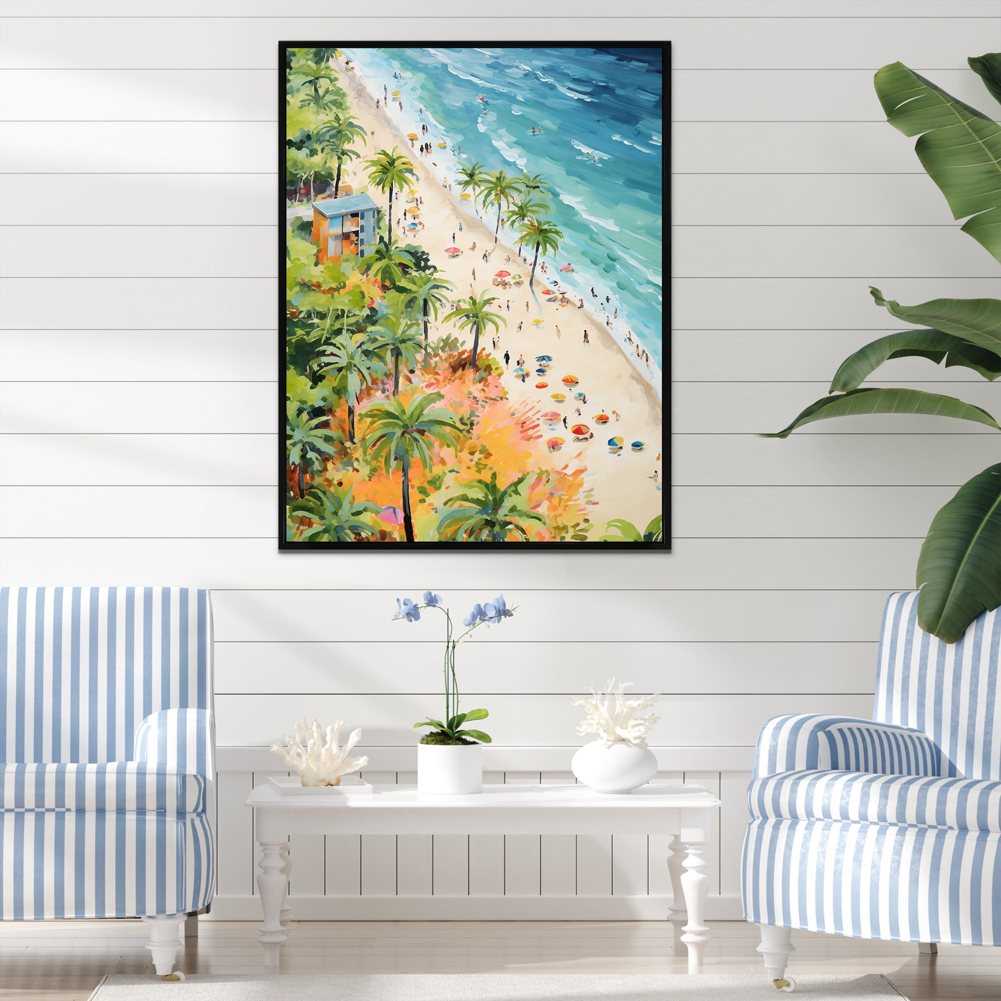 Wallpaper #s7kR35IBJvJKYCmEQgiI264 Designart Coastal Beach Scene Paradise in Pastel Colors I Coastal