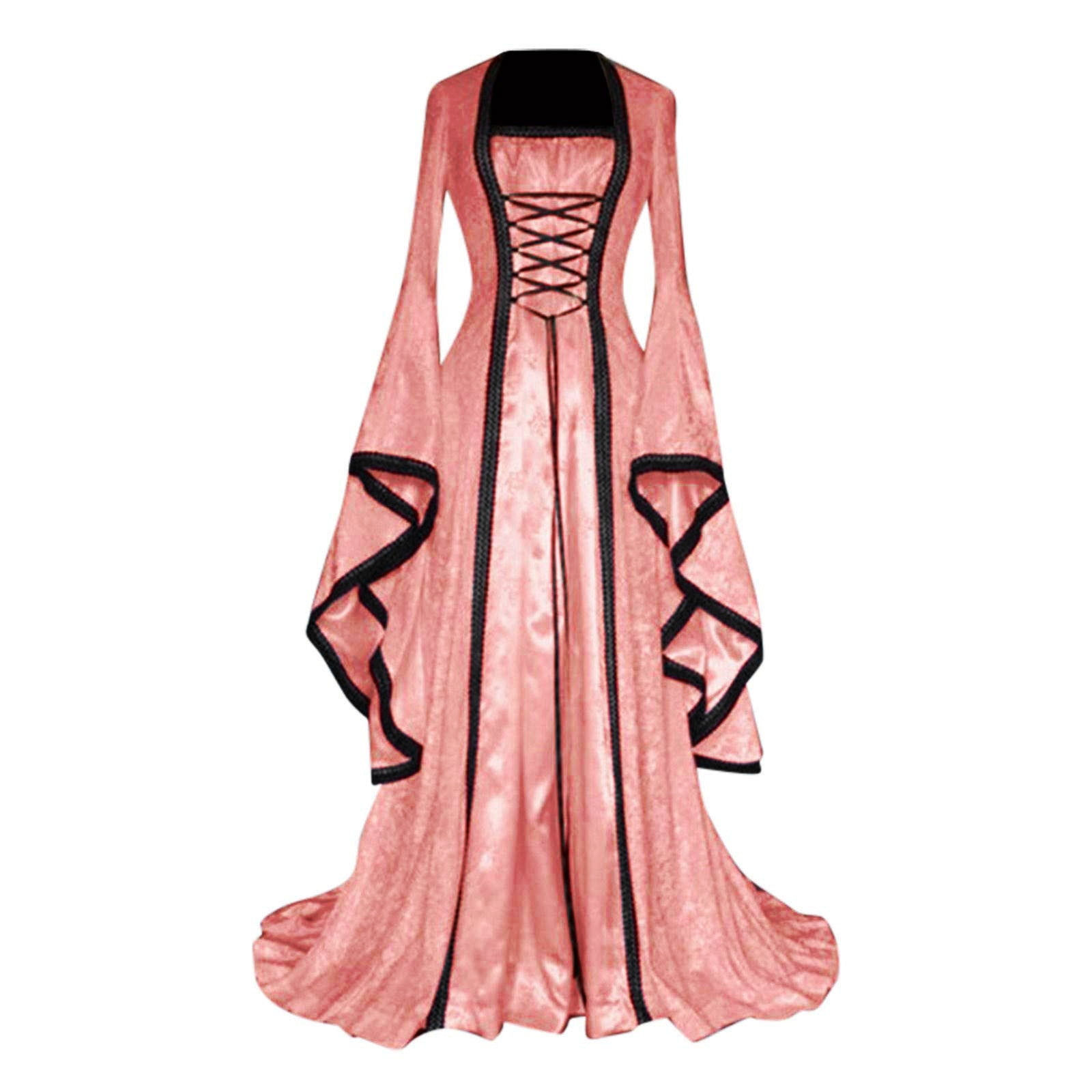 Wallpaper #fm3da5cBycdYOYFTPnJw120 2024 New Womens Dress Retro Style Medieval Cloak Solid Color Trumpet