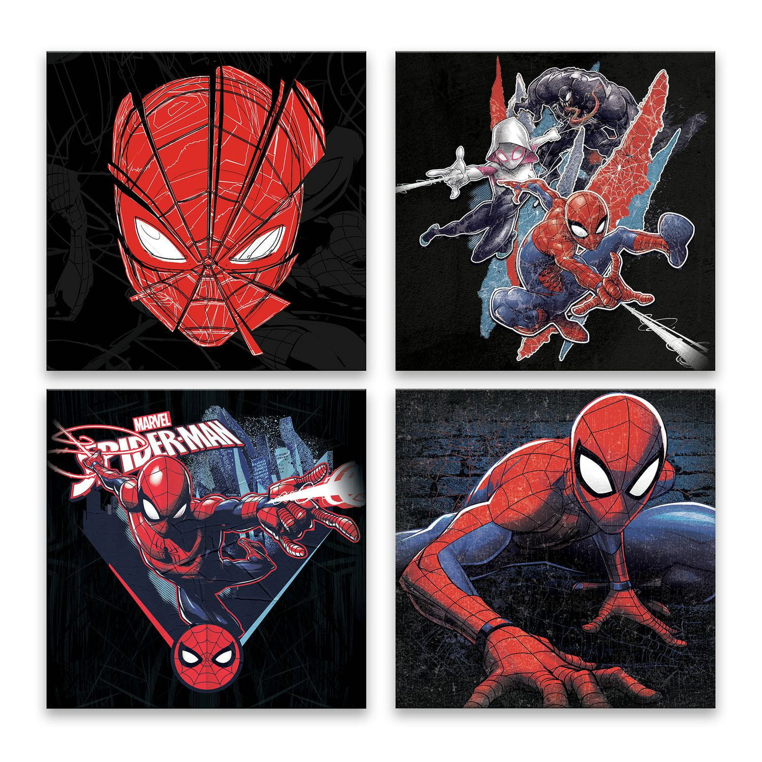 Wallpaper #EGiVFpMBSpphPi3-6QxI91 Entertainart 4 Pack Marvel Spider Man Metallic Printed Wall Art