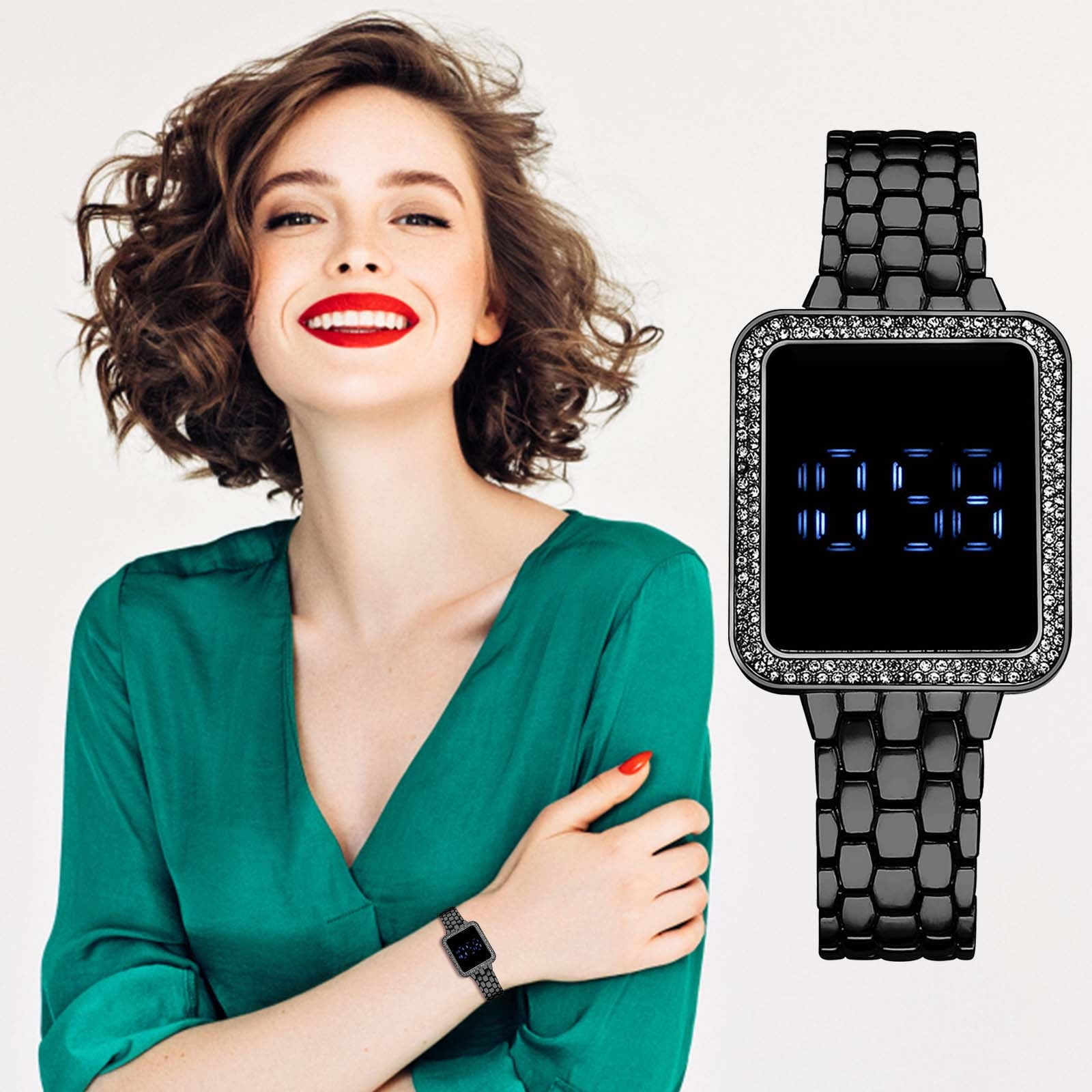 Wallpaper #421CbJcBycdYOYFTknLy96 Watches for Women Digital Face Two Tone Stainless Steel Gifts Dad the