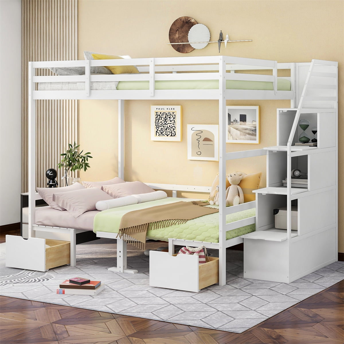 Wallpaper #AOoGVpMBlwTYPL18Zg8n212 Full Over Full Bunk Beds with Stairsloft Bed with Desk and Seat Can Be