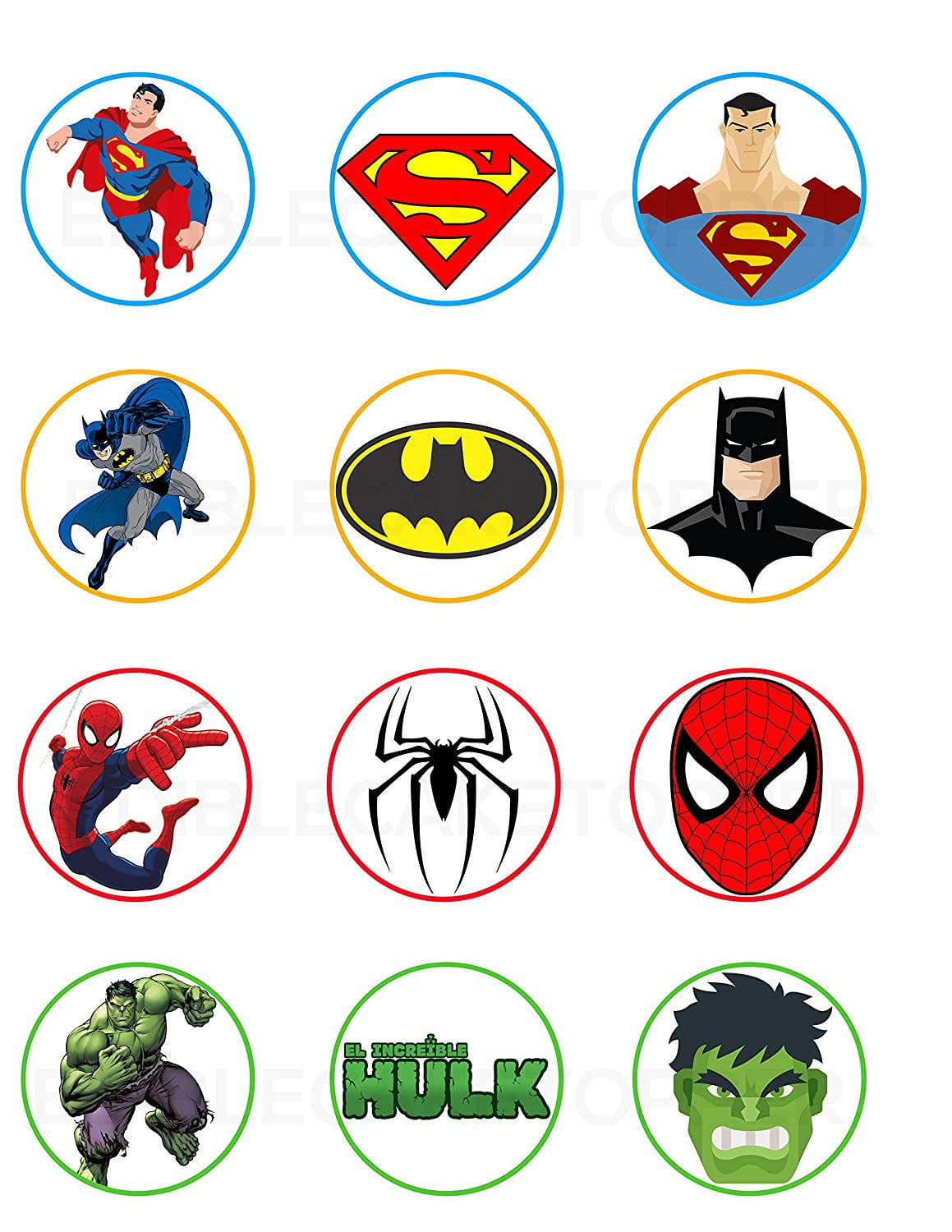 Wallpaper #nhk7E48BtGB6xQ78hGWa49 Superman Batman Spiderman Hulk Edible Cupcake Toppers 12 Images