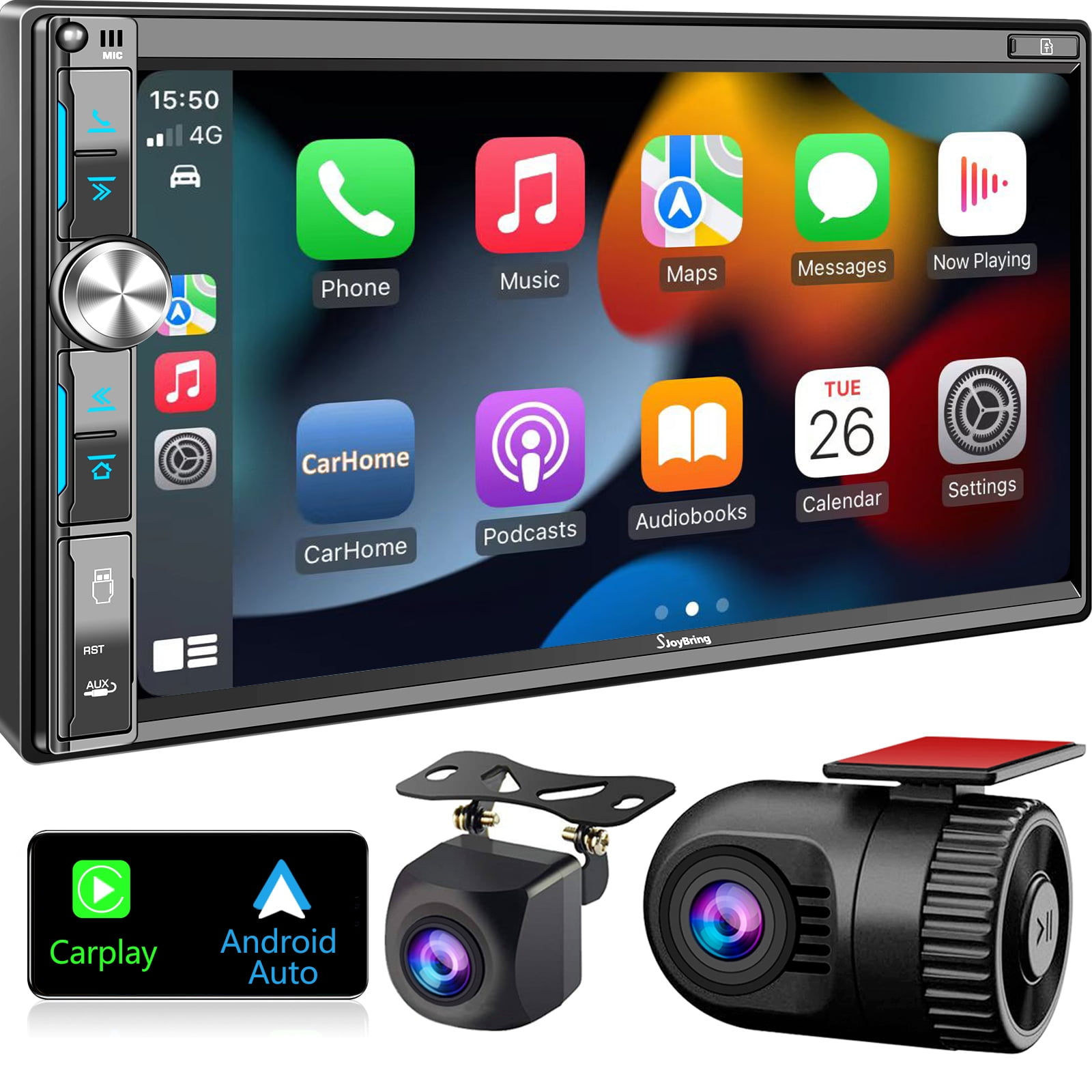 Wallpaper #OmijFpMBSpphPi3-0gzx32 Sjoybring Double Din Car Stereo with Dash Cam Backup Camera 7