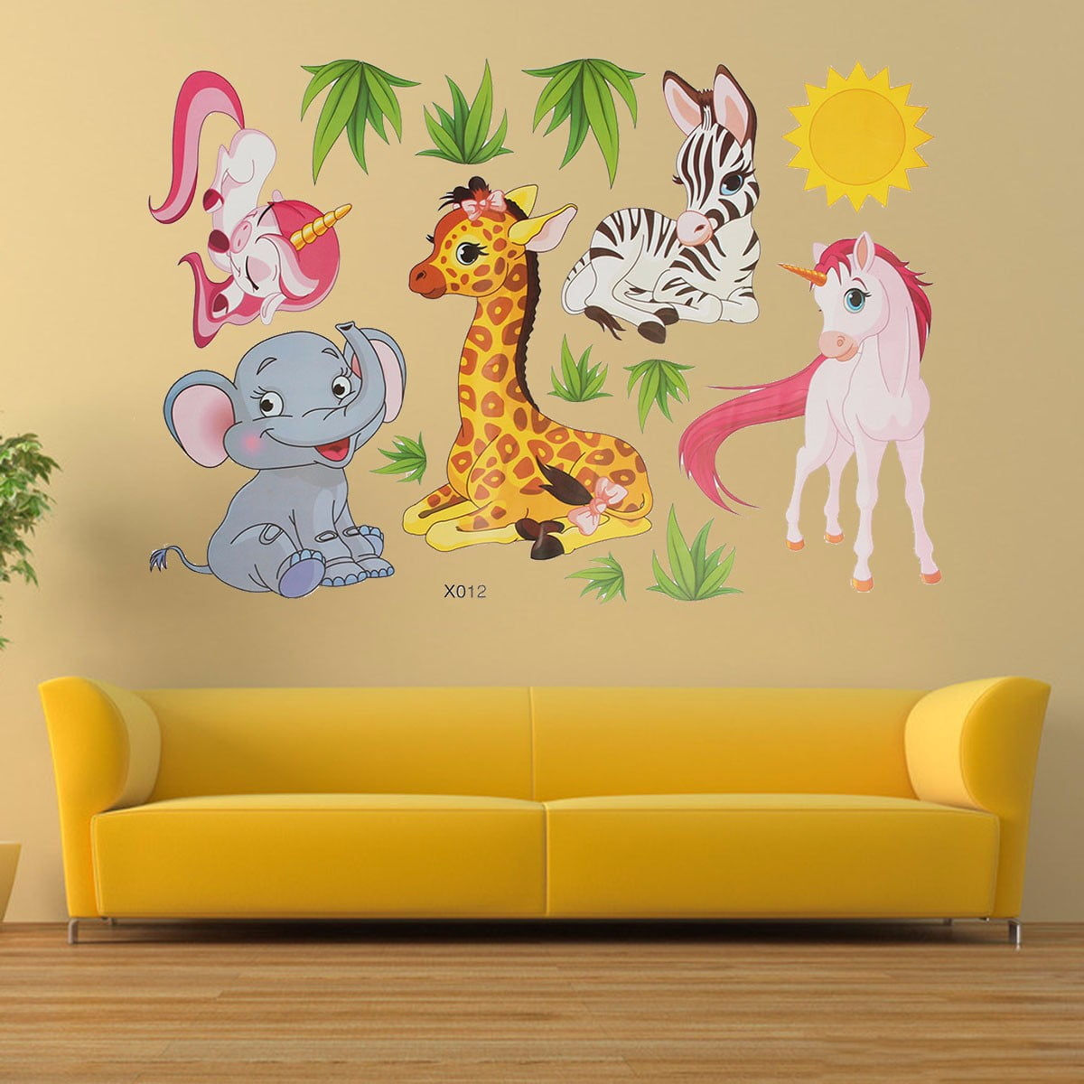 Wallpaper #4xmYM48BtGB6xQ78DprB7 Cartoon Animals Wall Sticker Removable Elephant Giraffes for Kids Room