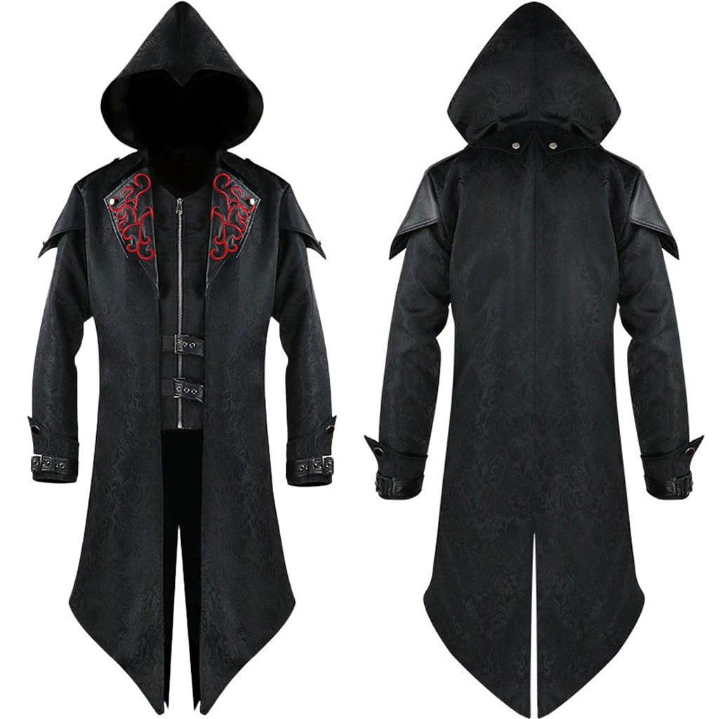Wallpaper #kyxGSZMB0E1QgA7wmPIG48 Men Vintage Back Slit Tailcoat Gothic Steampunk Uniform Cosplay Hooded