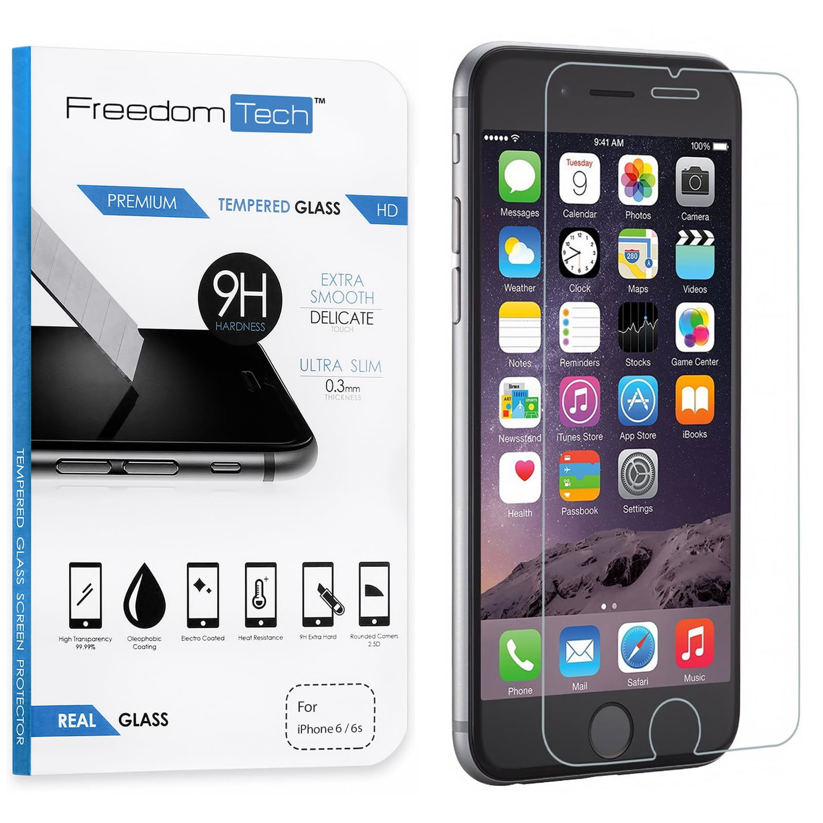 Wallpaper #sWf07JIBSpphPi3-5FU324 Freedomtech iPhone 6 Screen Protector Real Tempered Glass Film Lcd