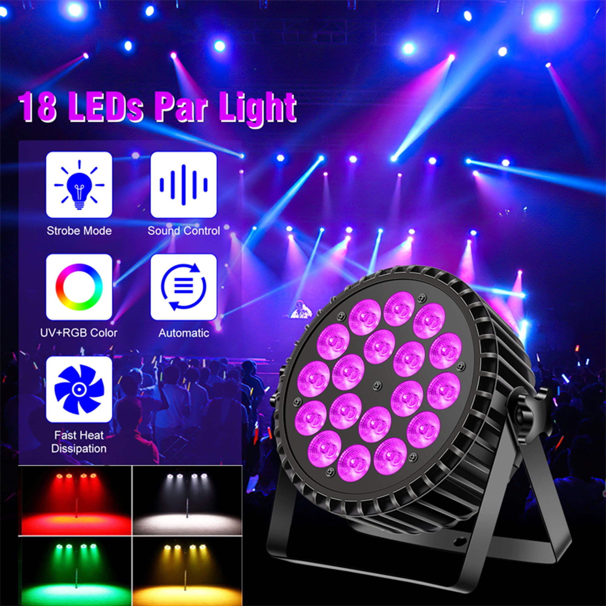 Wallpaper #32gqF5MBSpphPi3-sA2h191 Stage Lights 18 LED Dj Par Lights Rgbw Uplights W Remote Dmx Party