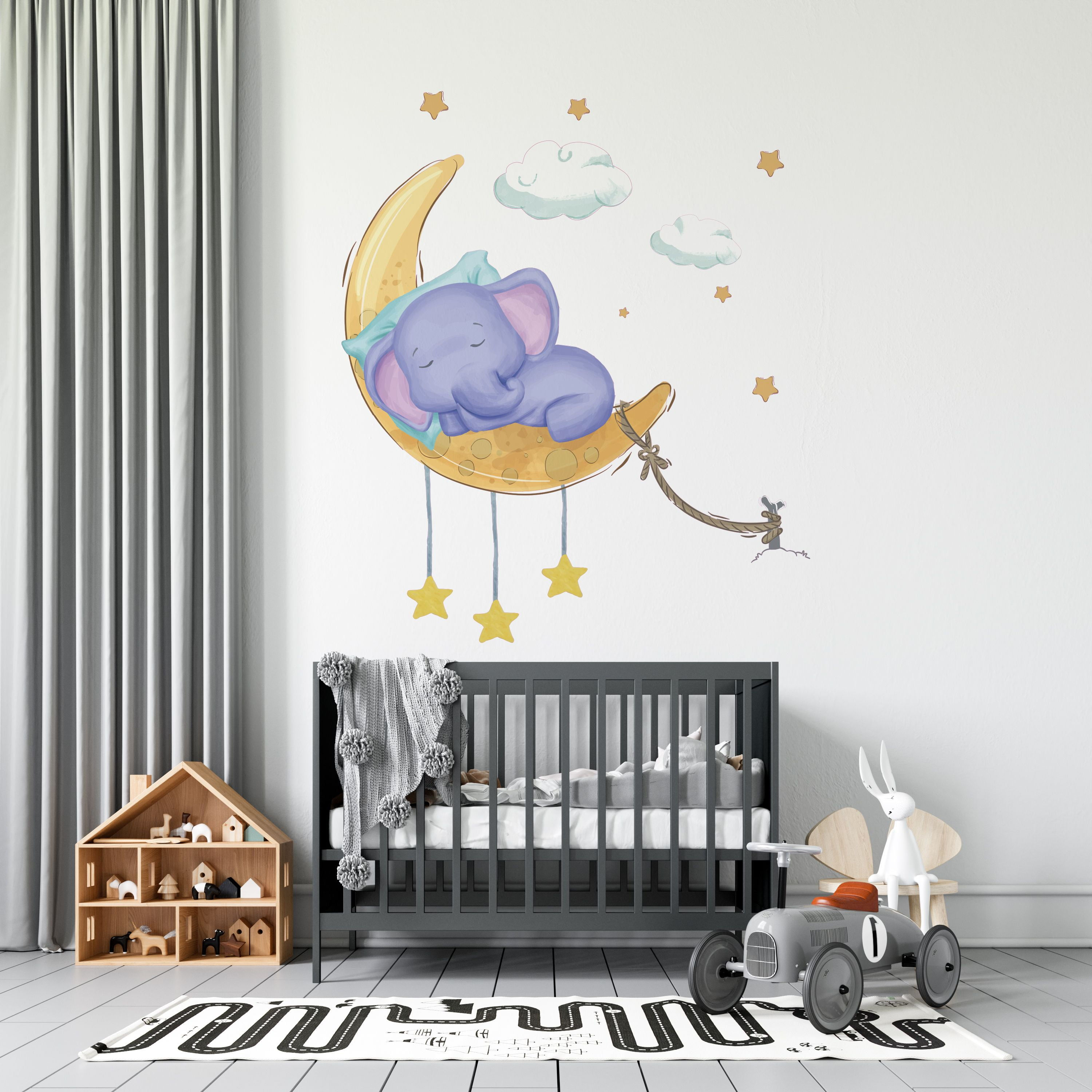 Wallpaper #4xmYM48BtGB6xQ78DprB19 Ds Inspirational Decals Watercolor Art Baby Elephant Sleeping on the