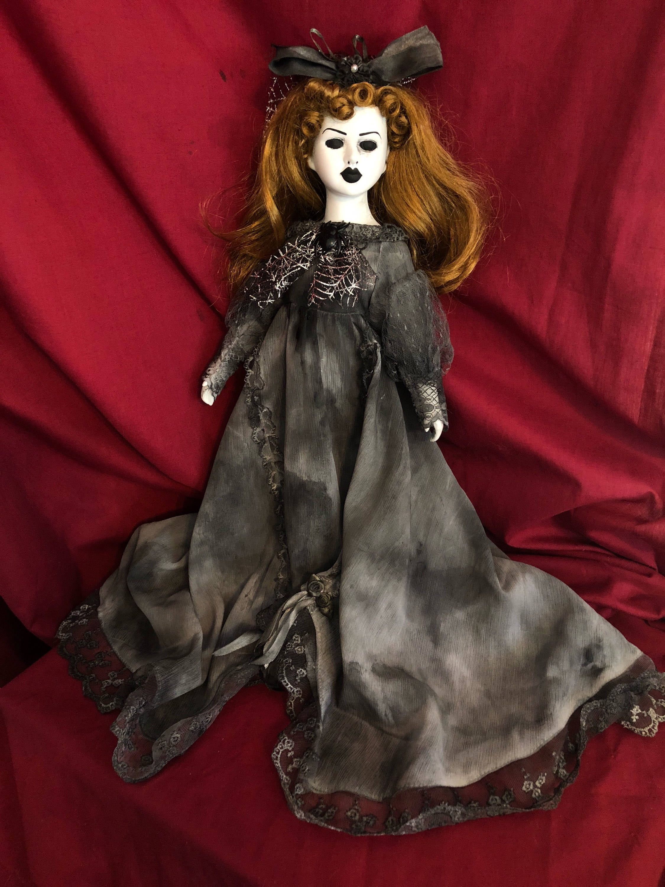 Wallpaper #JfQuOpMBKFX8bn3rLXjG70 Ooak Gothic Spider Veil Creepy Horror Doll Art by Christie Creepydolls