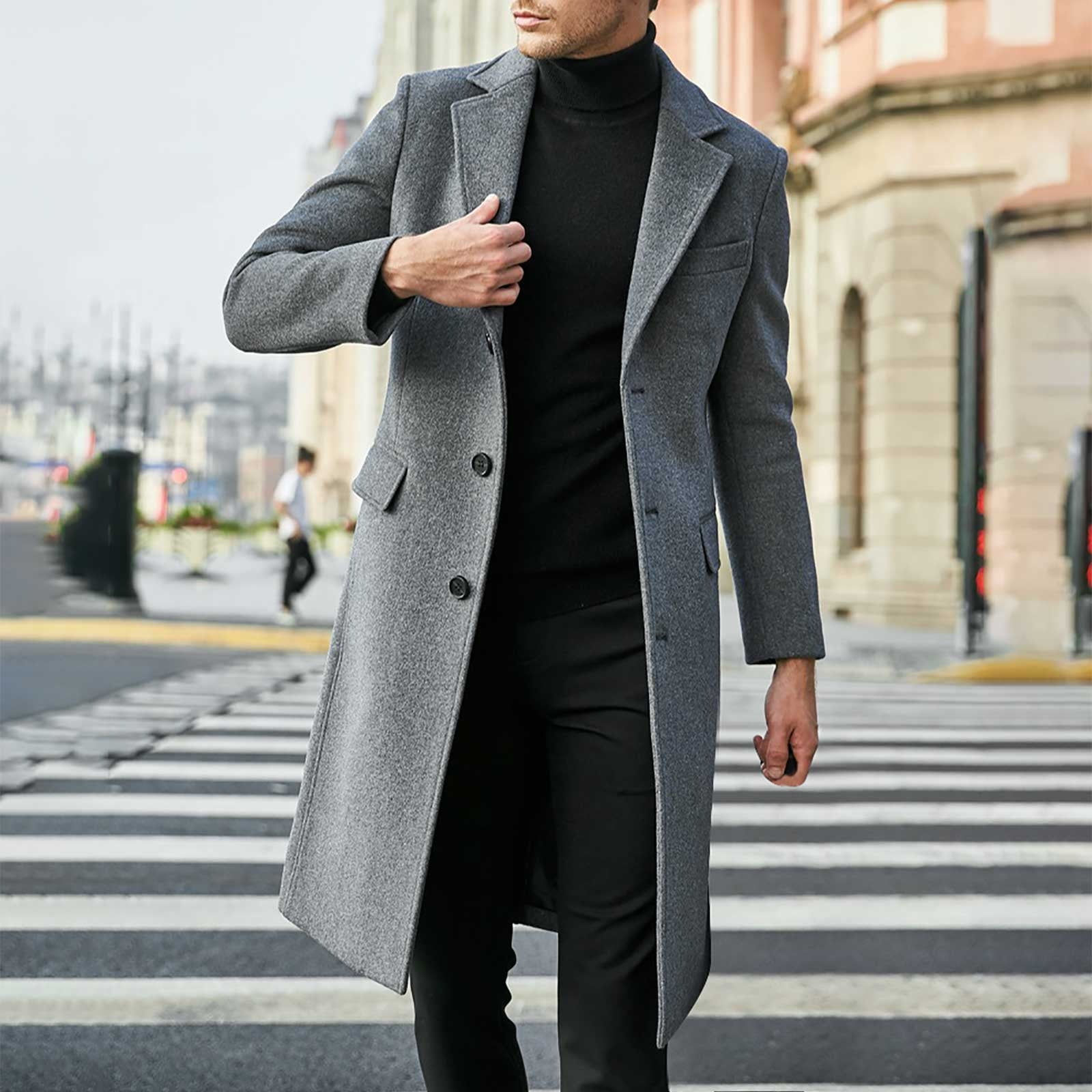 Wallpaper #kyxGSZMB0E1QgA7wmPIG192 Miluxas Mens Notch Lapel Double Breasted Long Trench Coat Casual