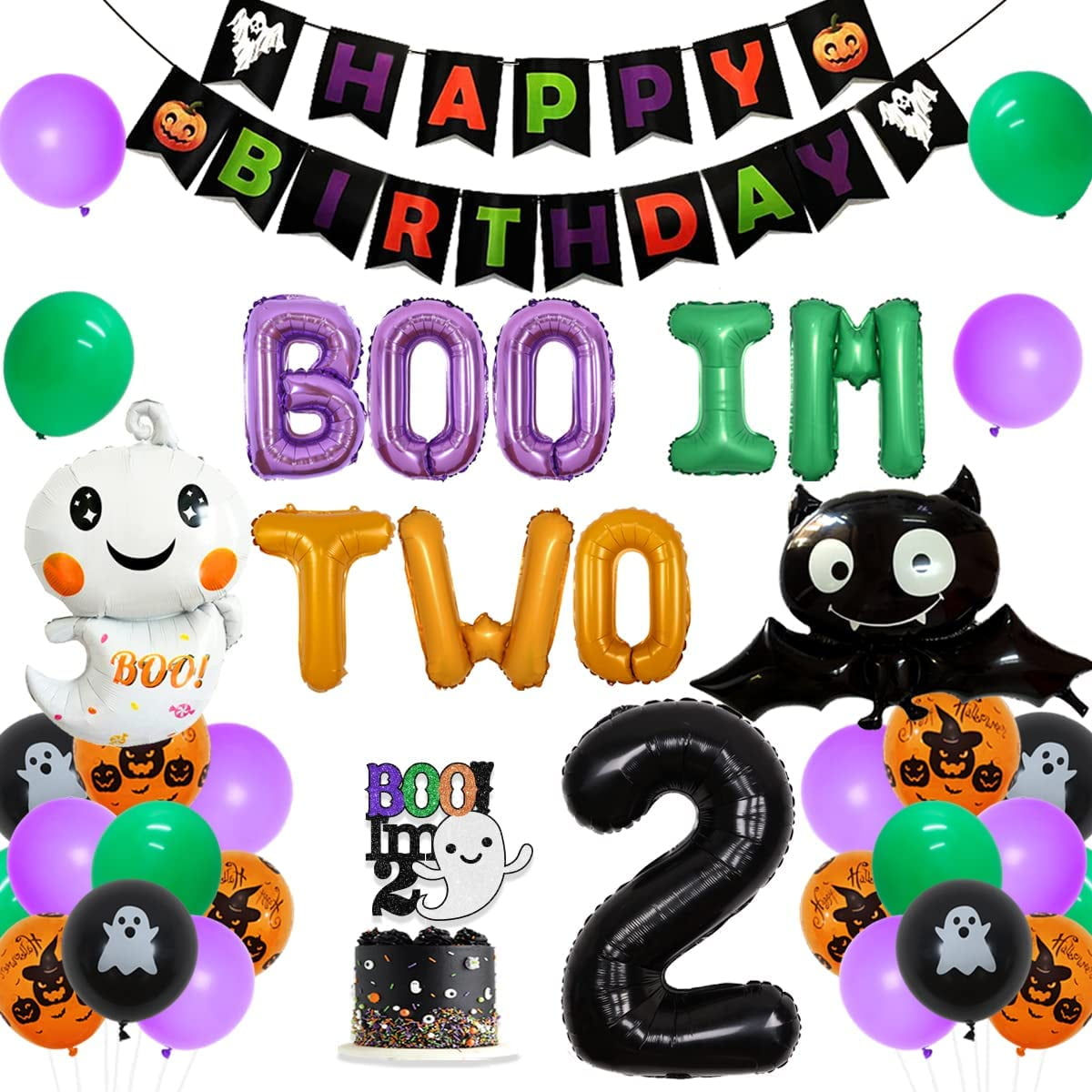 Wallpaper #XPTBOZMBKFX8bn3rFHcU57 Halloween 2nd Birthday Decorations for Kids Boo Im Two Cake Topper