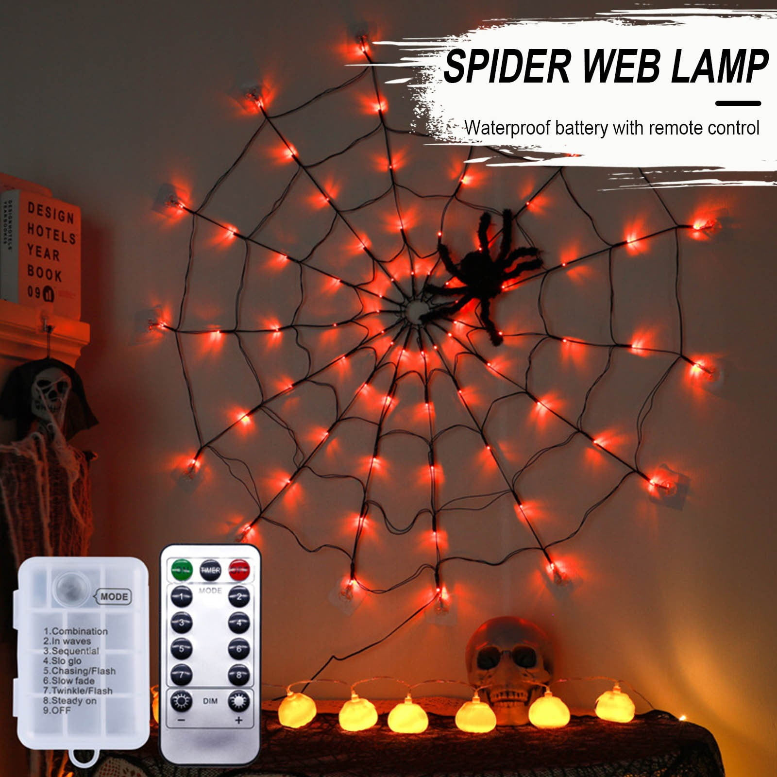 Wallpaper #zpwf4pIBZHQxiYarj74D8 Fridja 70 LED 33ft Giant Spider Web Lights with Hairy Spider and